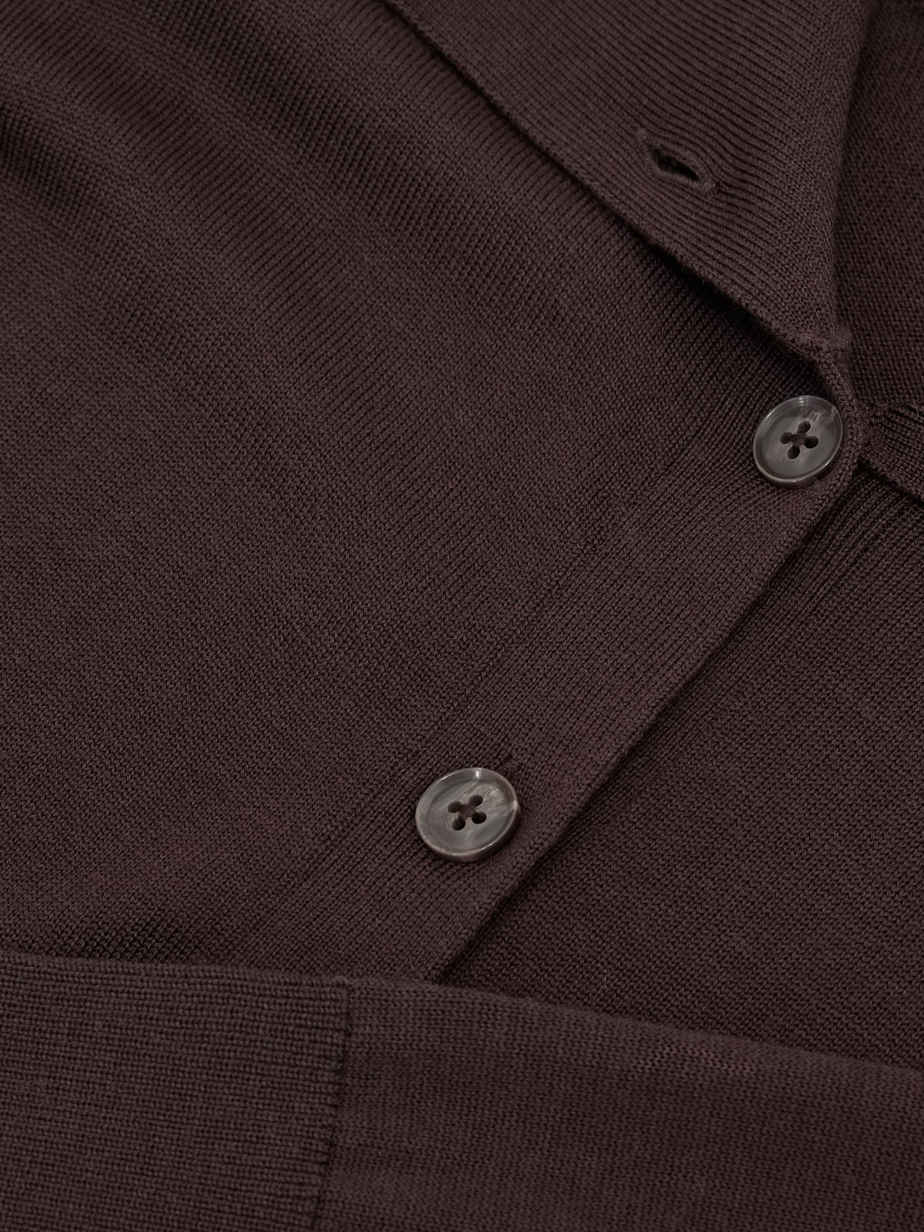 Merino Wool Collared Cardigan in Grape Burgundy - Image 7 of 7