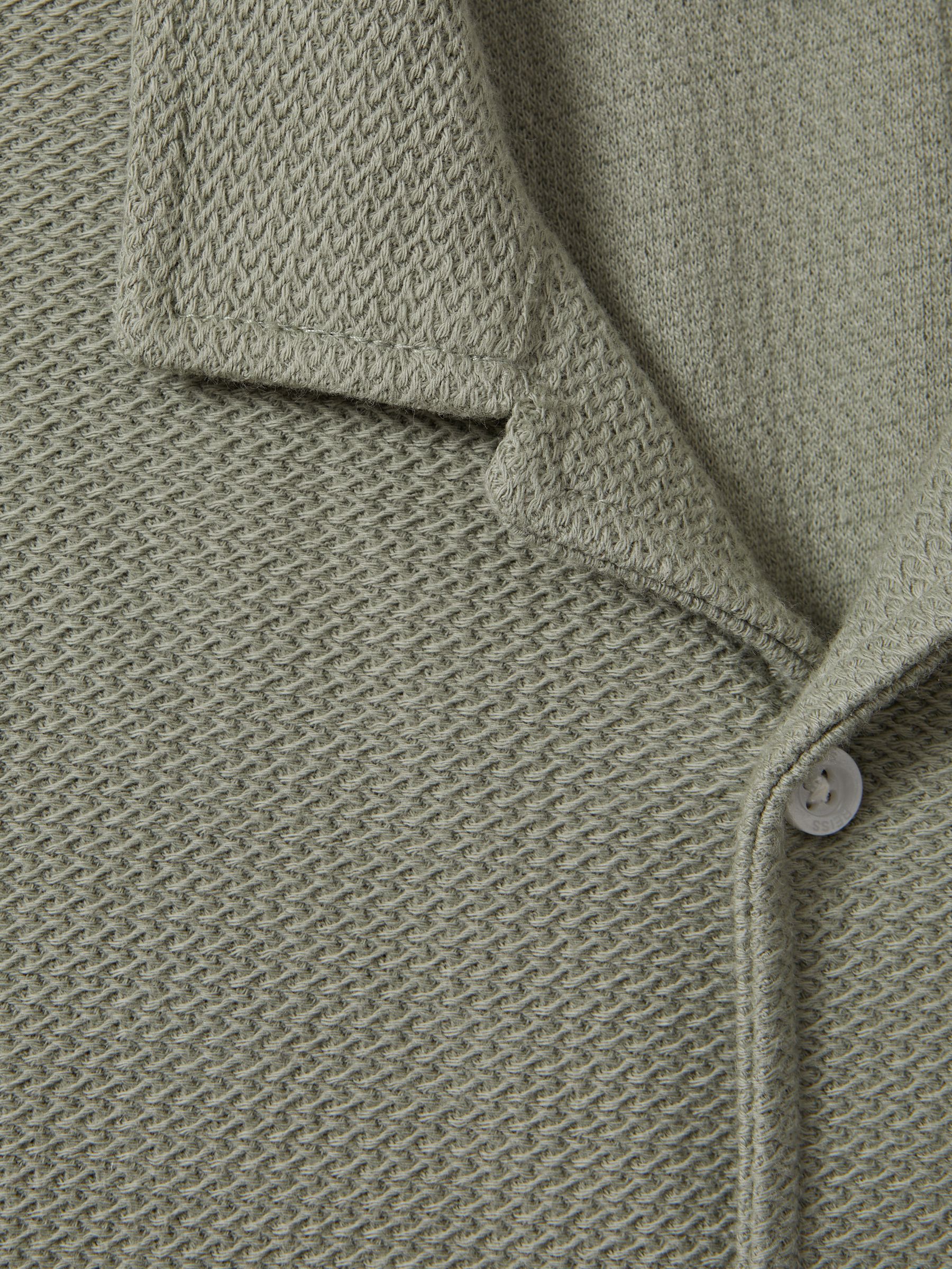 Teen Textured Cotton Cuban Collar Shirt in Pistachio - Image 4 of 4