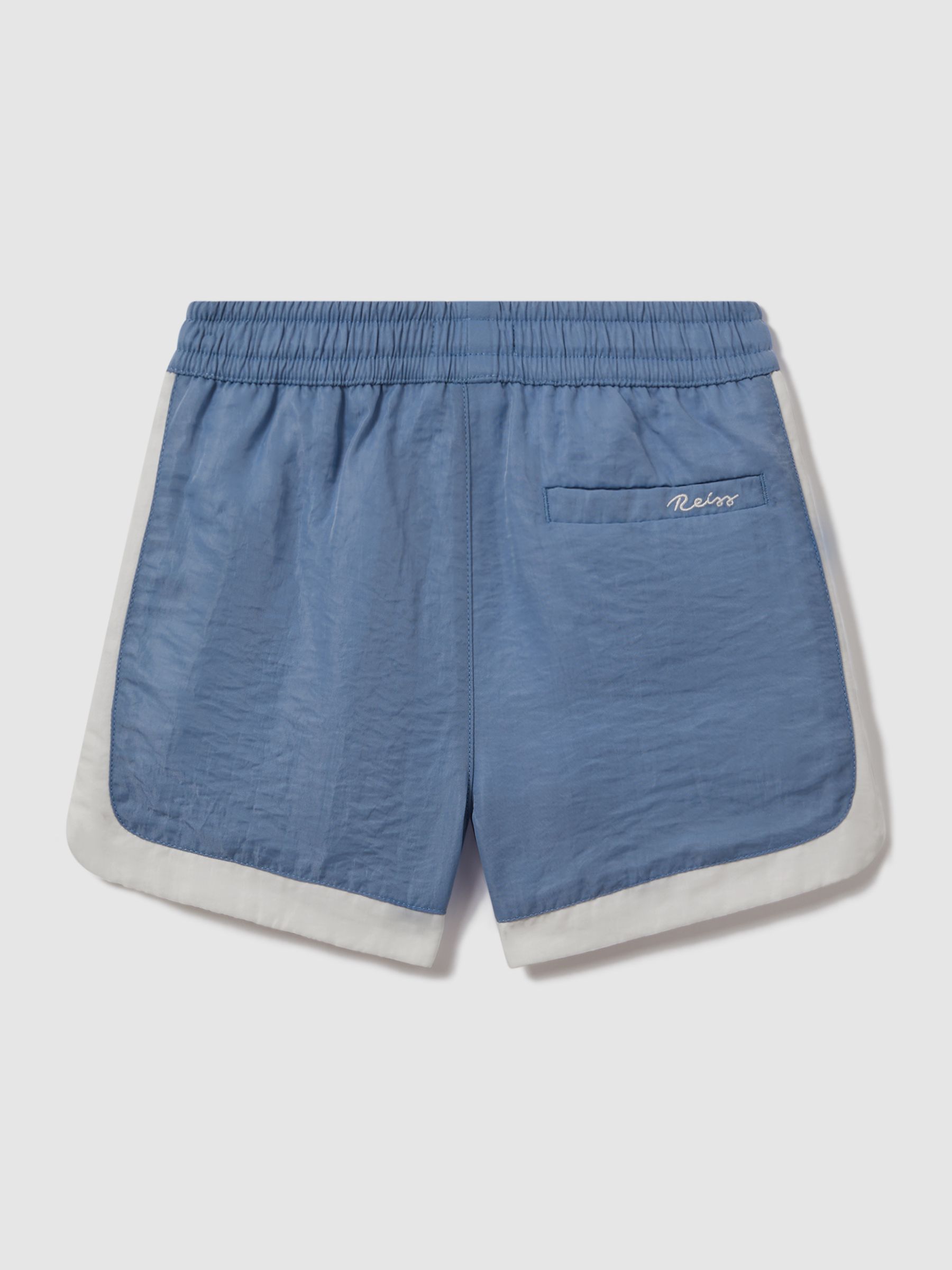 Junior Contrast Drawstring Swim Shorts in Sea Blue/Ecru - Image 2 of 3