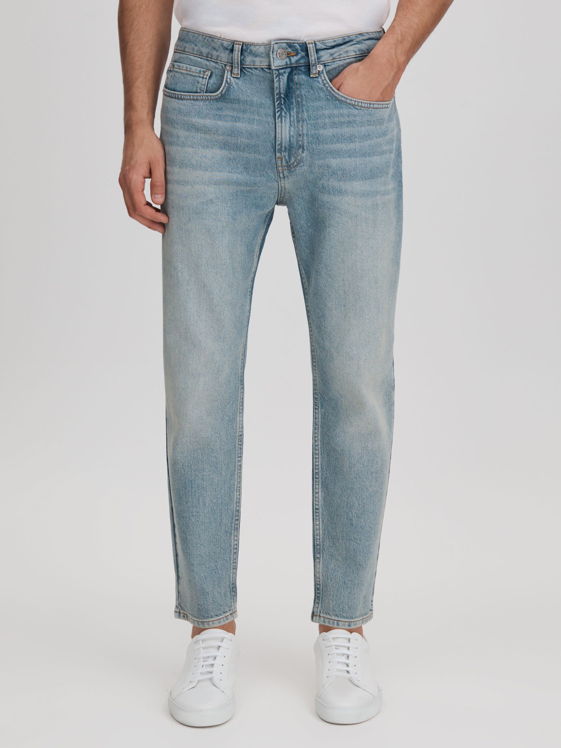 Relaxed Tapered Jeans in Light Blue - Image 1 of 6