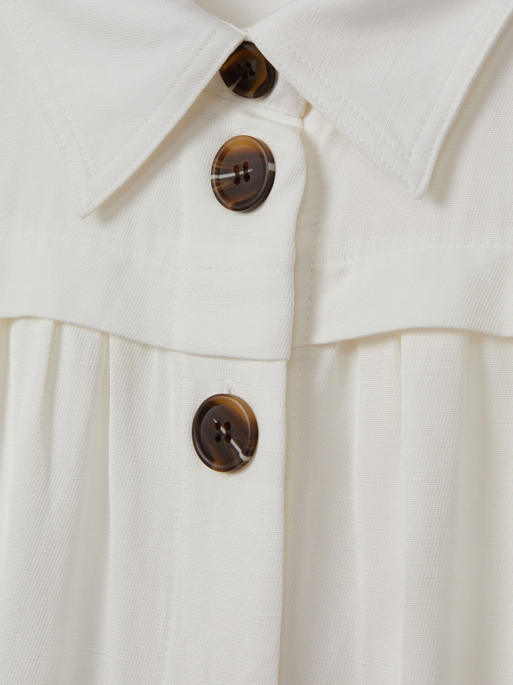 Petite Belted Cap Sleeve Midi Dress in White - Image 6 of 7