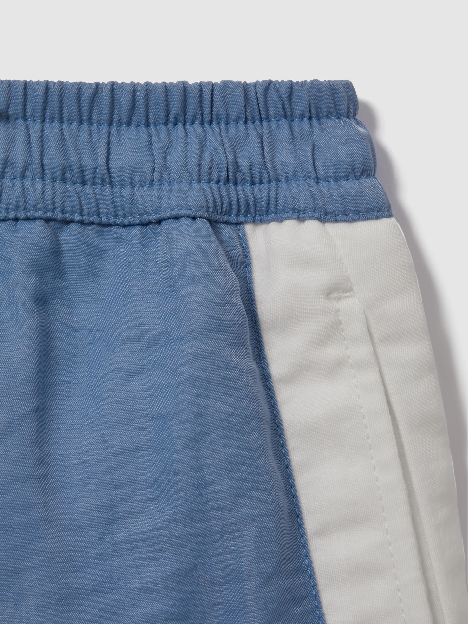 Senior Contrast Drawstring Swim Shorts in Sea Blue/Ecru - Image 3 of 3