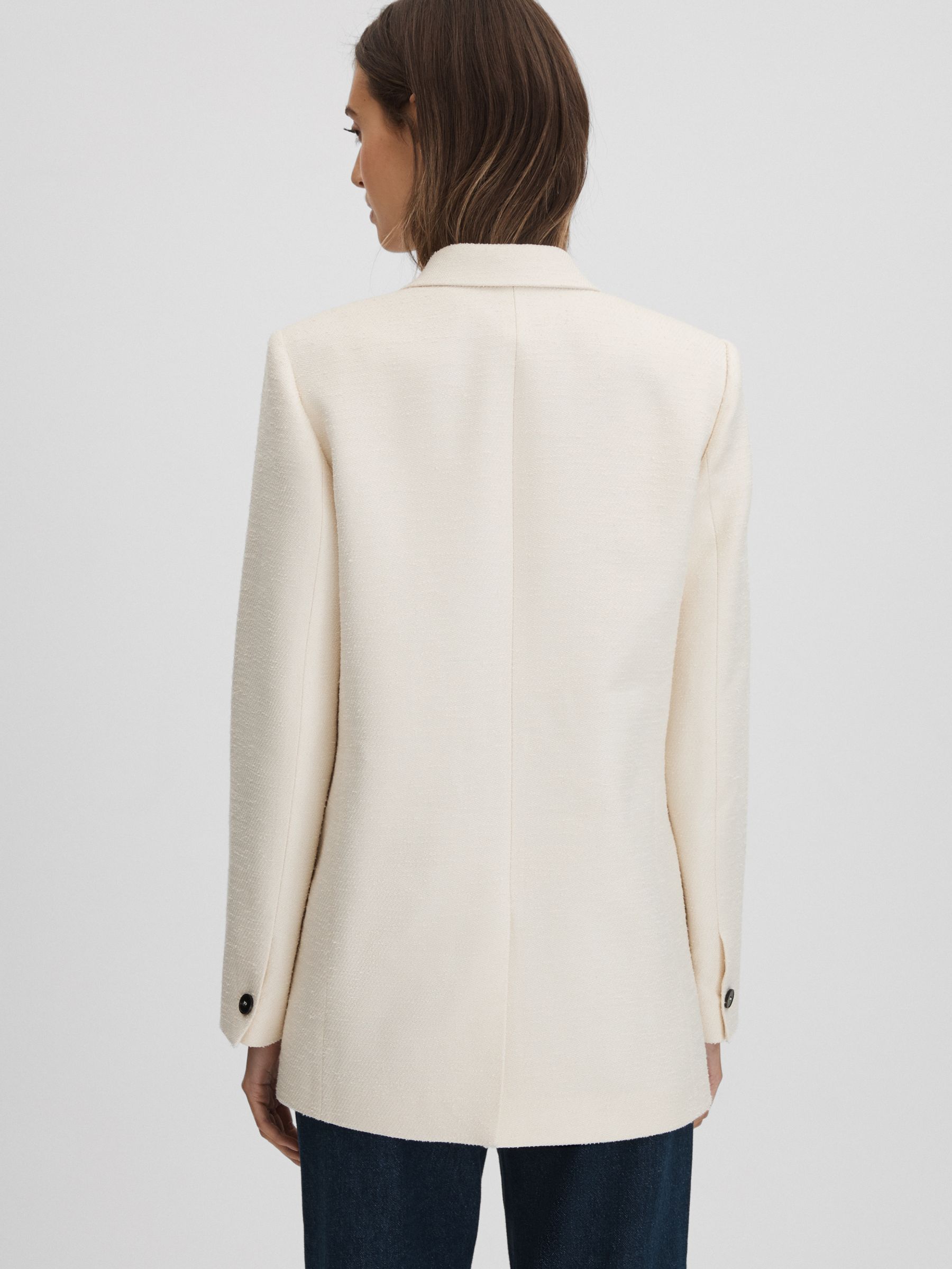 Textured Double Breasted Blazer in White - Image 5 of 6