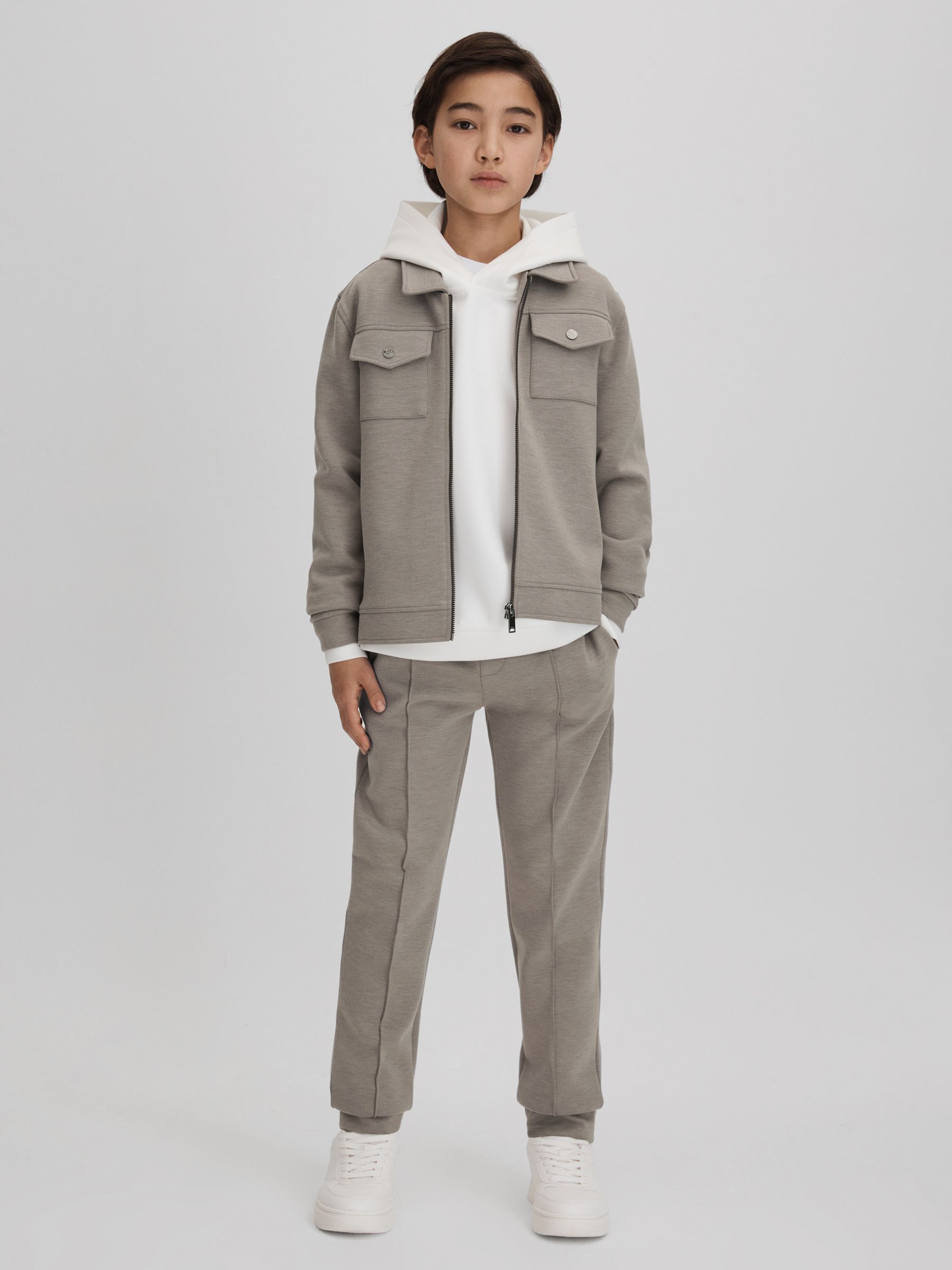 Interlock Jersey Zip-Through Jacket in Taupe - Image 4 of 6