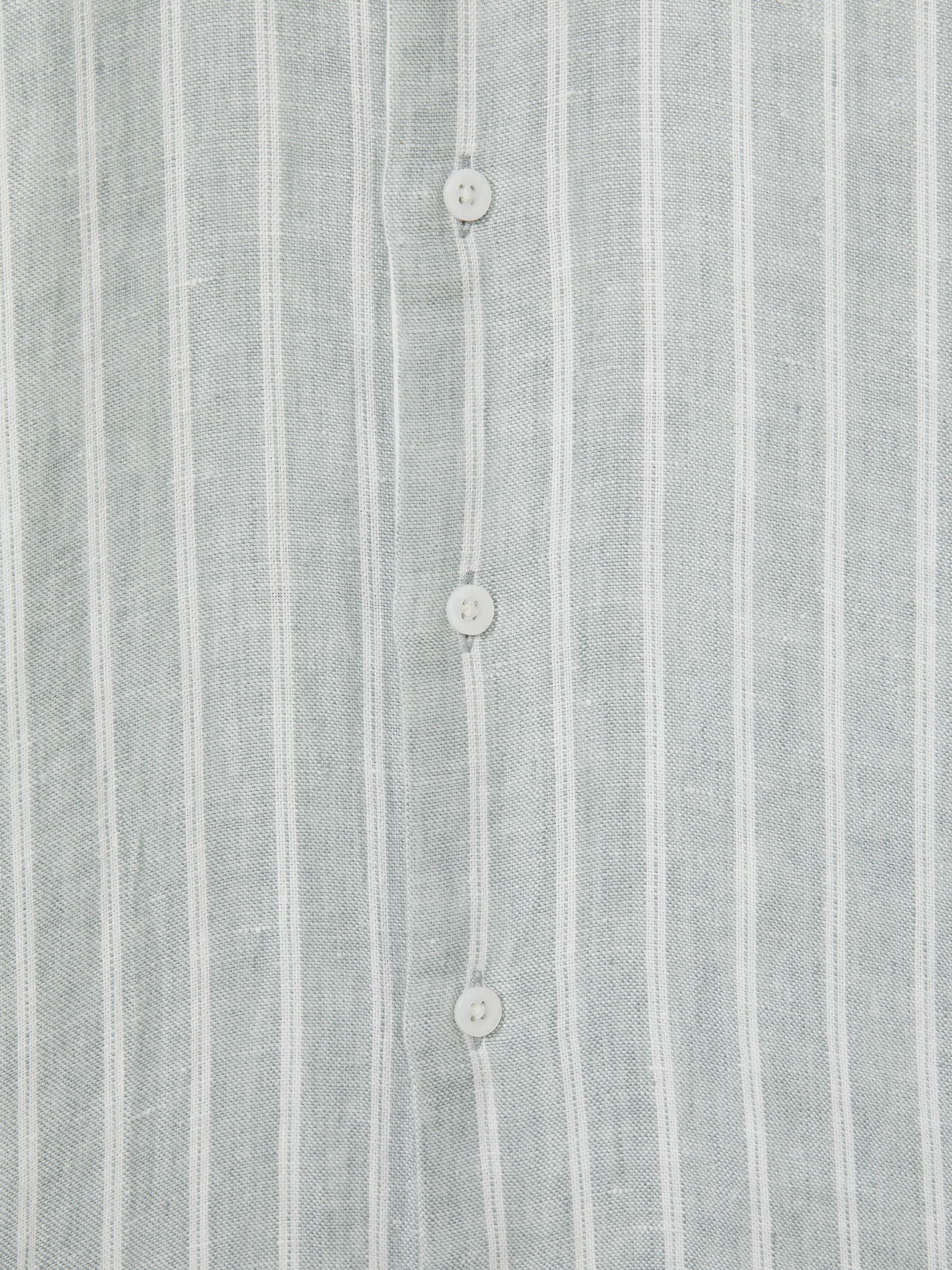 Linen Button-Through Shirt in Sage Stripe - Image 6 of 6