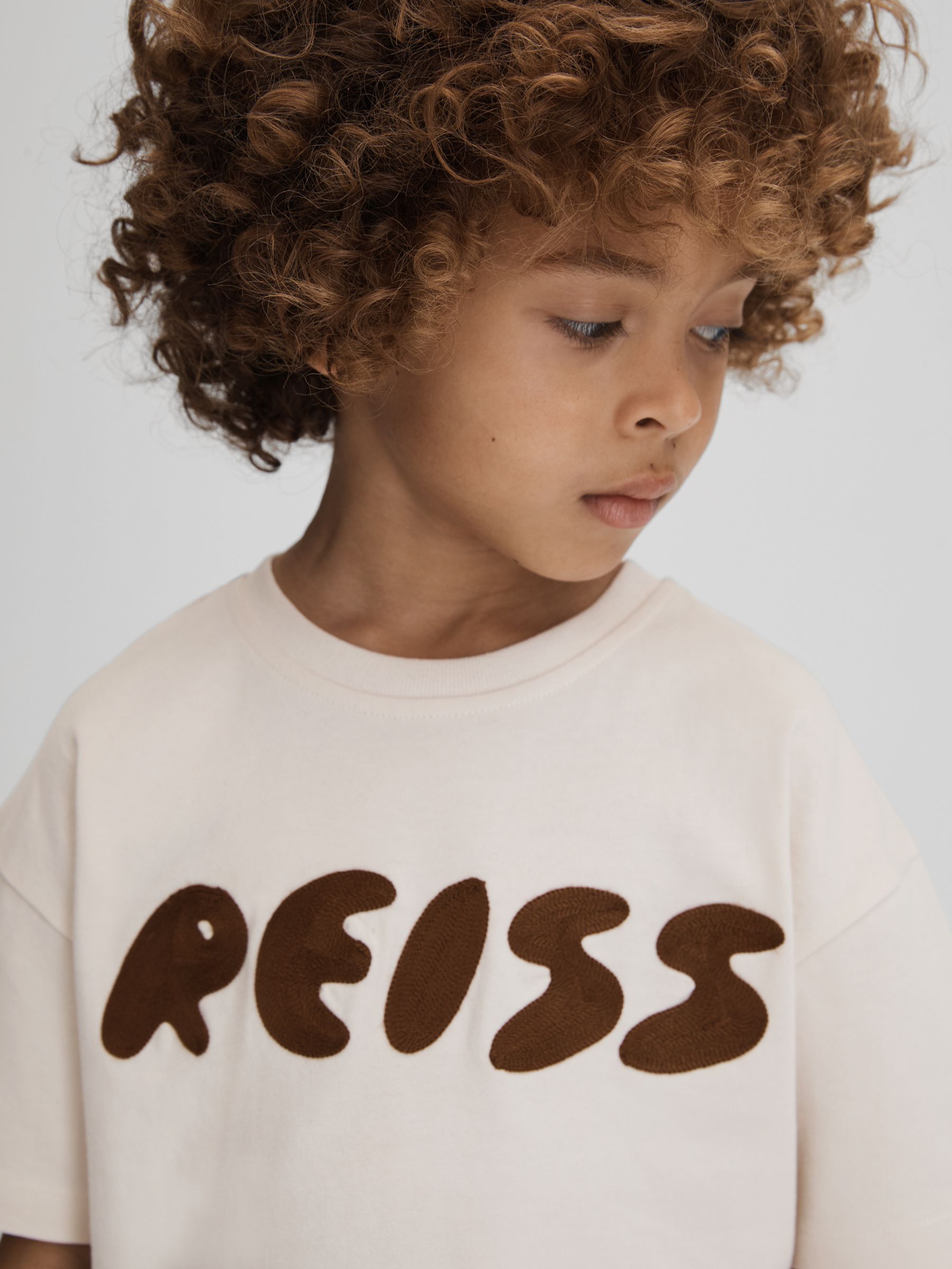Teen Cotton Crew Neck Motif T-Shirt in Ecru - Image 4 of 6