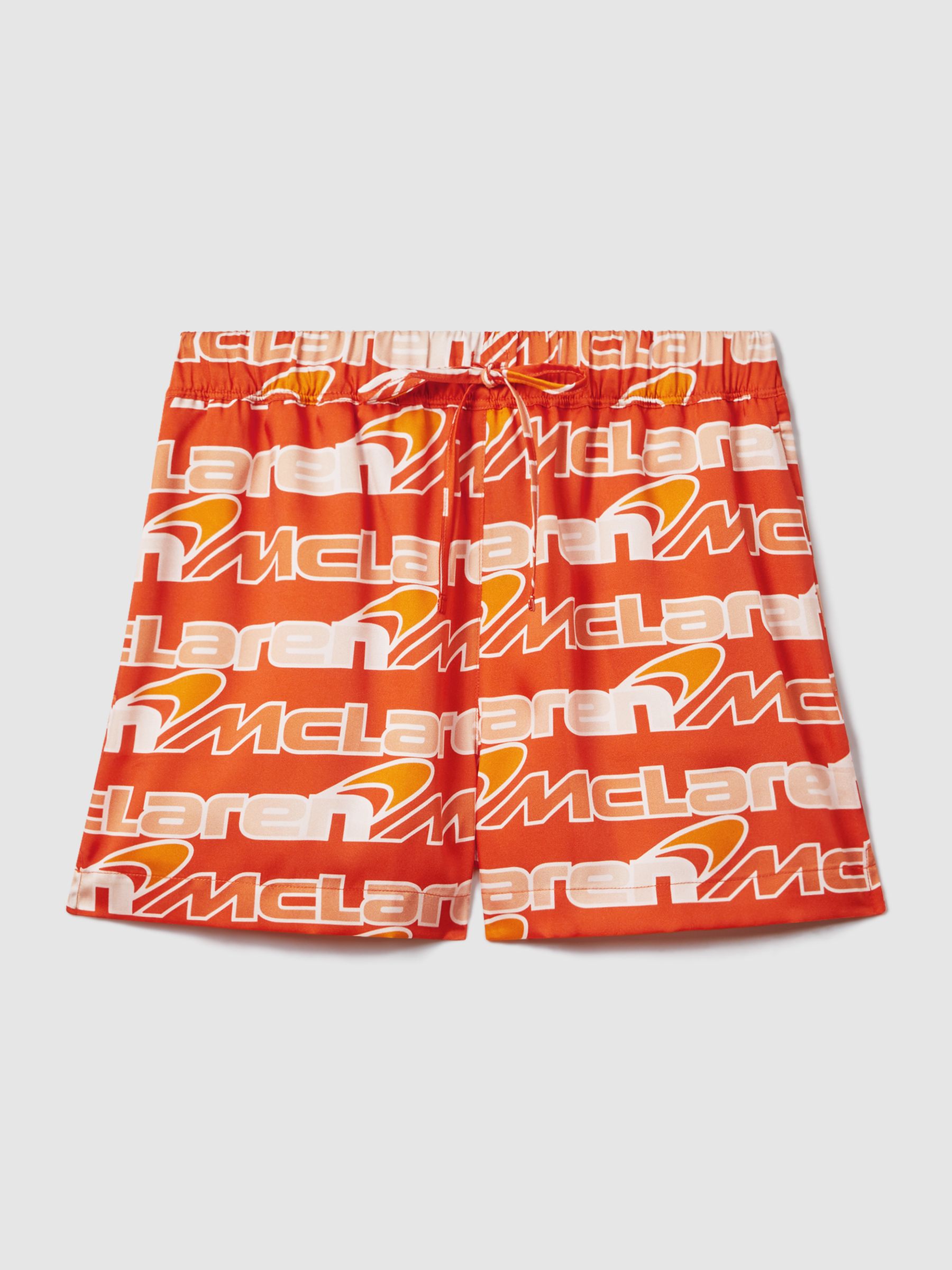 McLaren F1 Printed Drawstring Shorts in Papaya Multi - Image 2 of 5