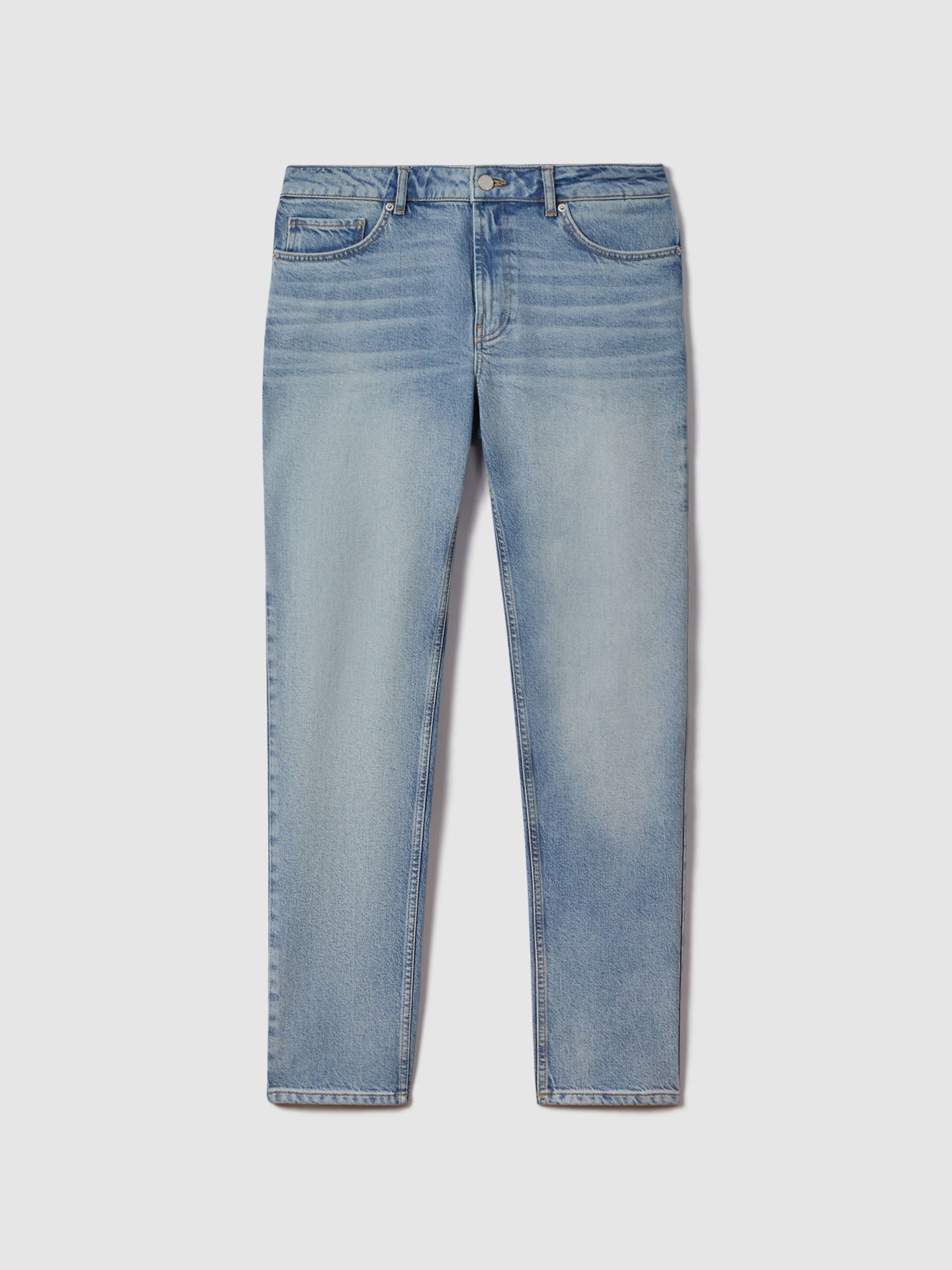 Slim Fit Washed Jeans in Light Blue - Image 2 of 6