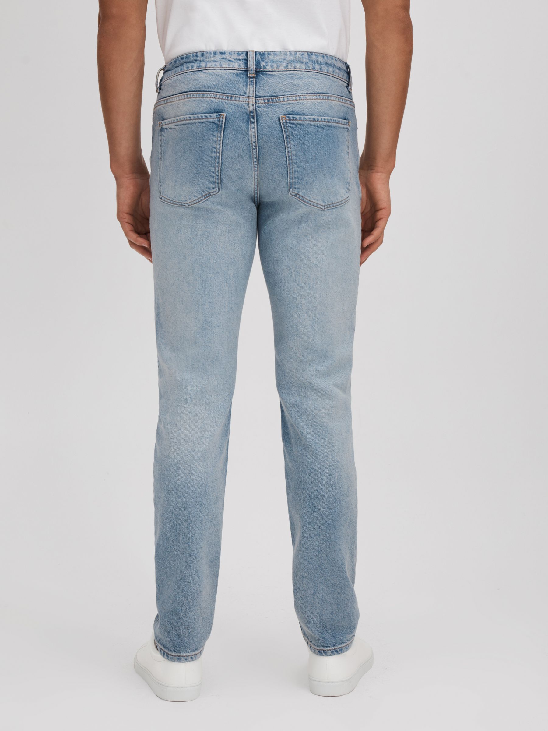 Slim Fit Washed Jeans in Light Blue - Image 5 of 6