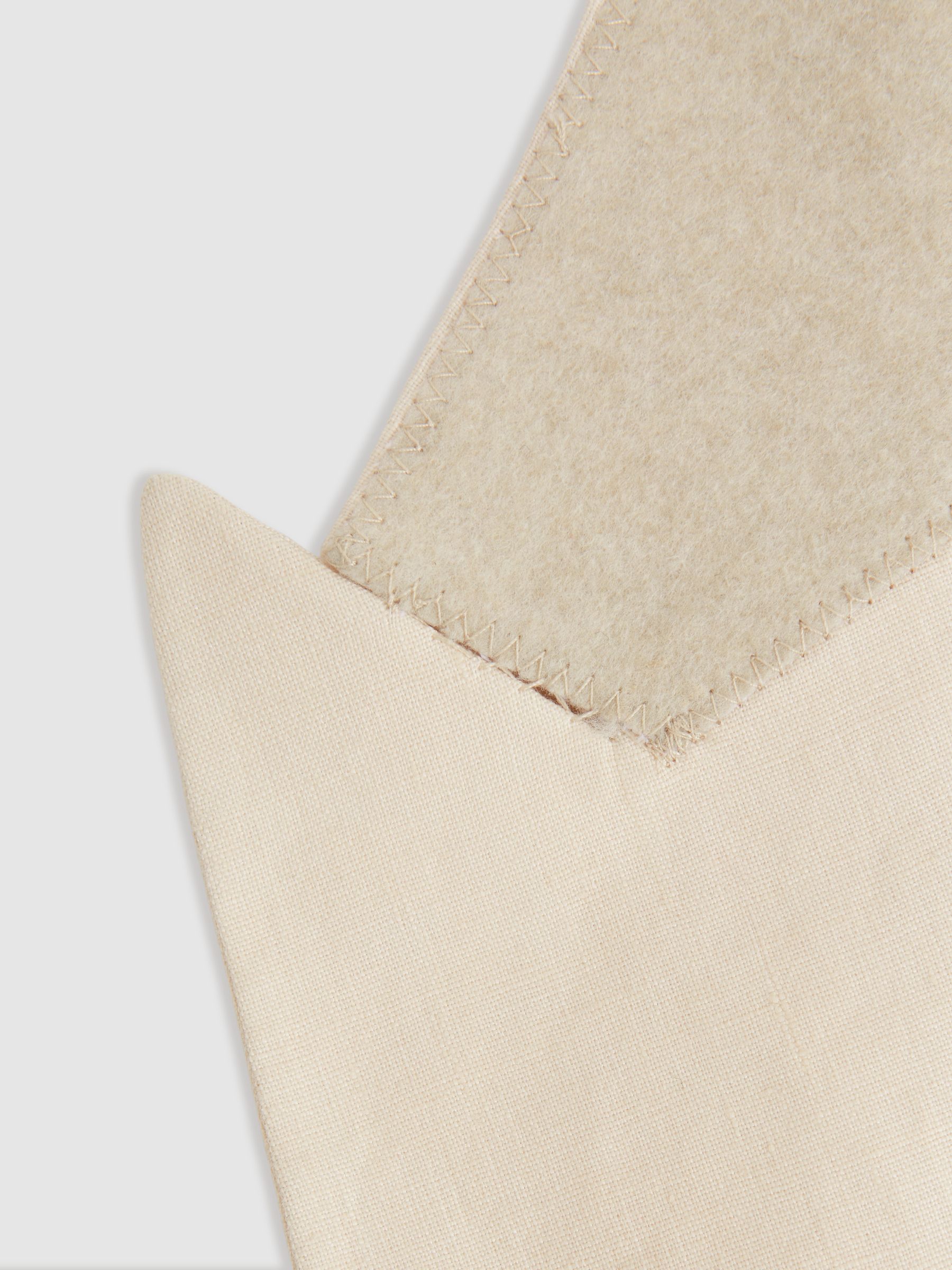 Double Breasted 100% Linen Slim Fit Blazer in Stone - Image 8 of 8