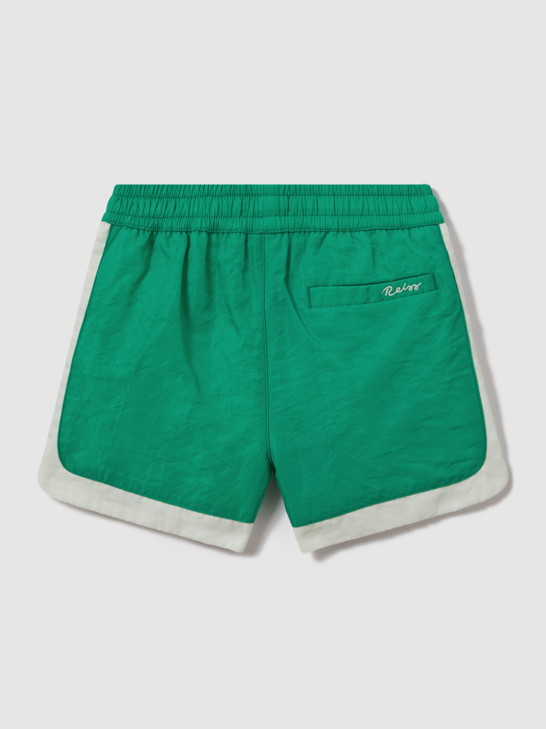 Senior Contrast Drawstring Swim Shorts in Bright Green/Ecru - Image 2 of 3 Senior Contrast Drawstring Swim Shorts in Bright Green/Ecru - Image 2 of 3