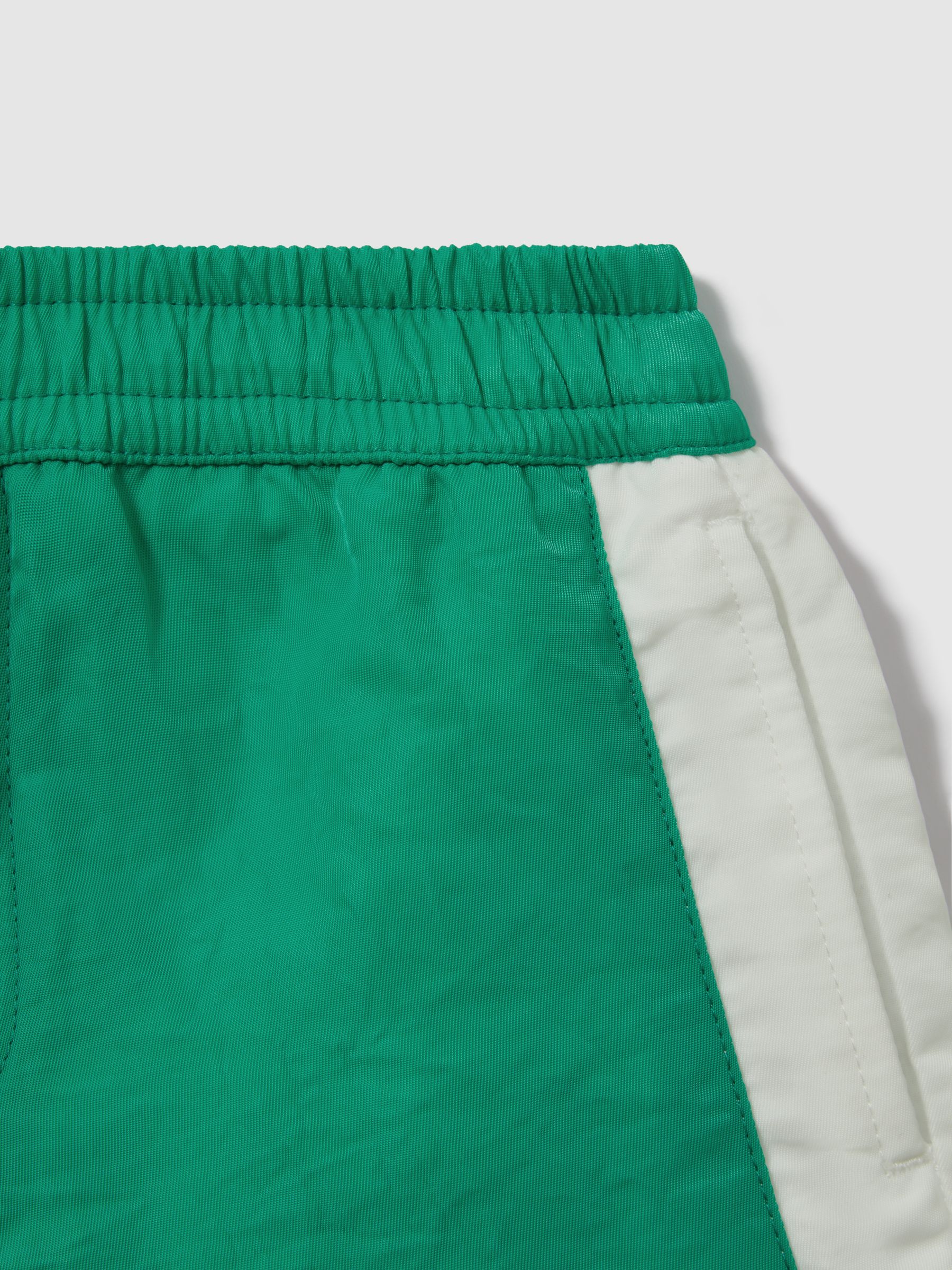 Senior Contrast Drawstring Swim Shorts in Bright Green/Ecru - Image 3 of 3
