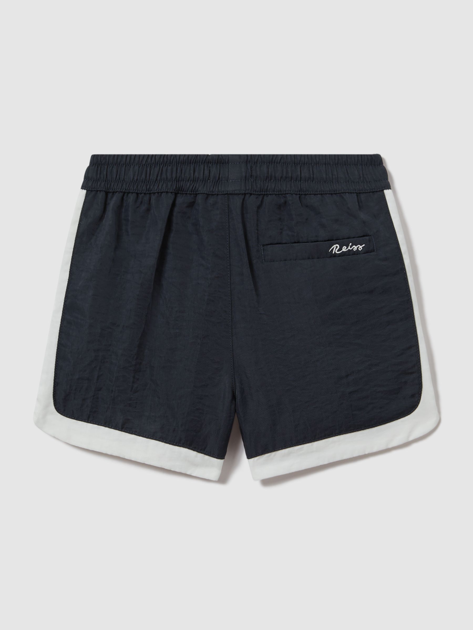 3-9 yrs Contrast Drawstring Swim Shorts in Navy/Ecru - Image 2 of 3 3-9 yrs Contrast Drawstring Swim Shorts in Navy/Ecru - Image 2 of 3