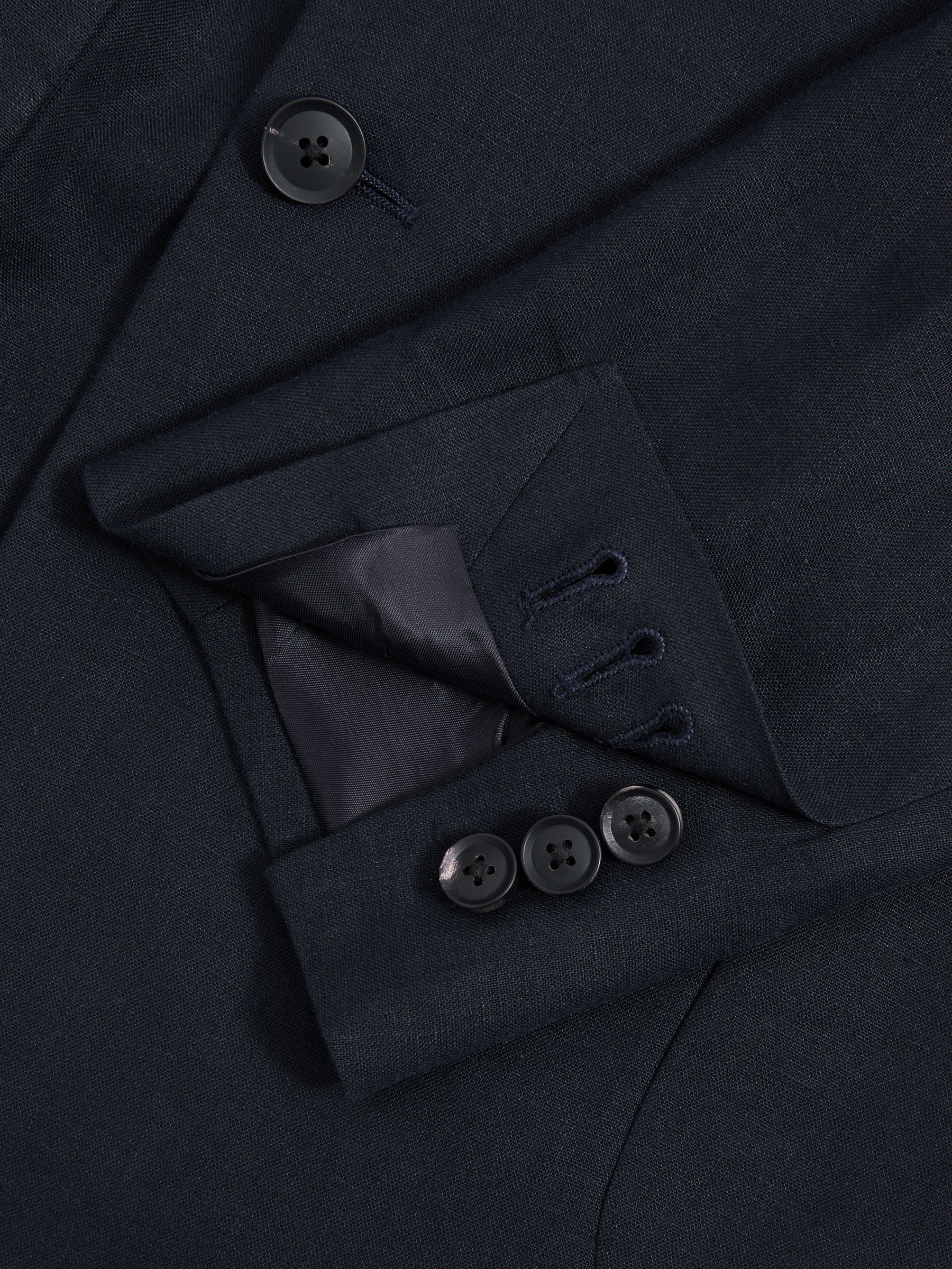 Double Breasted 100% Linen Slim Fit Blazer in Navy - Image 6 of 6