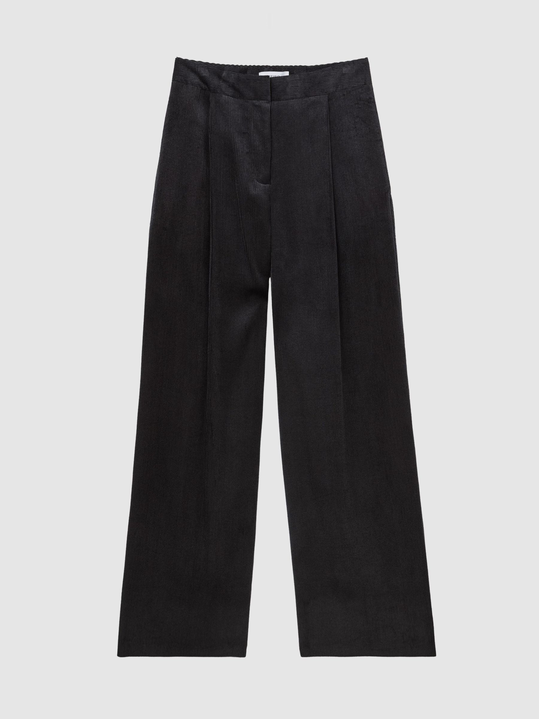 Velvet Corduroy Wide-Leg Trousers in Navy - Image 2 of 7