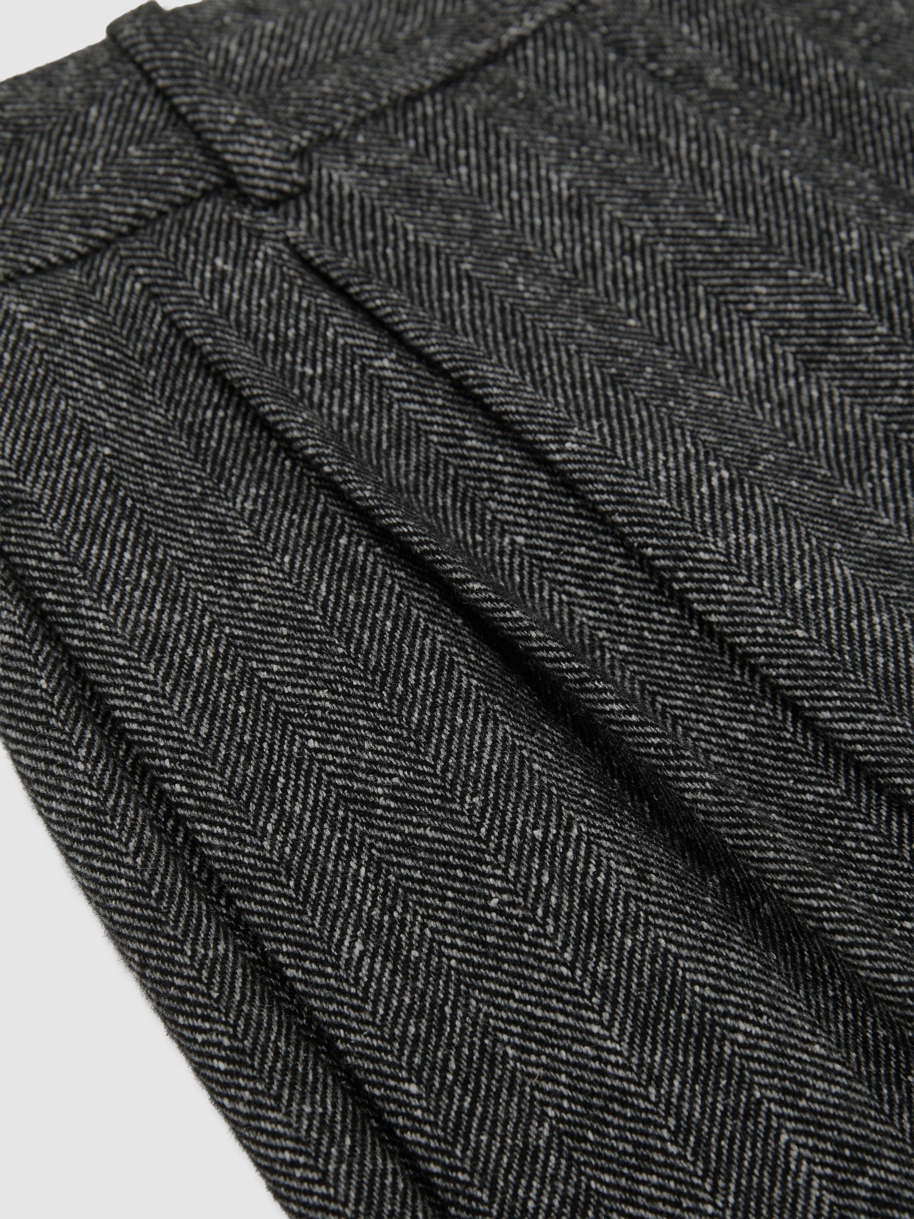 Petite Wool-Silk Herringbone Wide-Leg Trousers in Dark Grey - Image 8 of 9