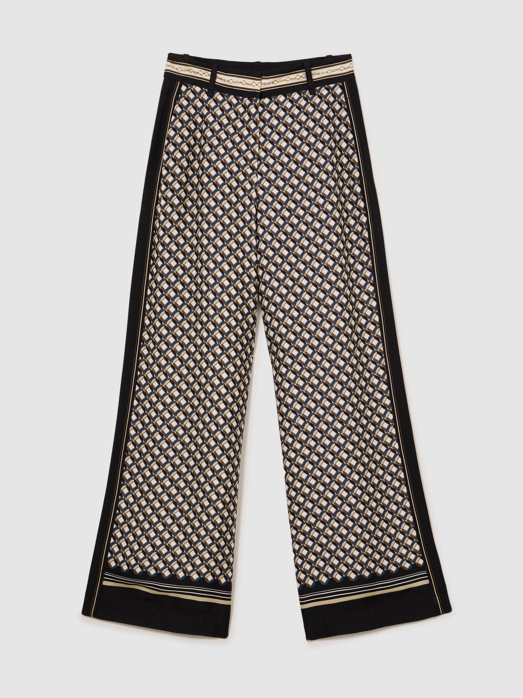 Petite Hose mit weitem Bein mit Schalprint in Marineblau/Gold - Bild 2 von 7
