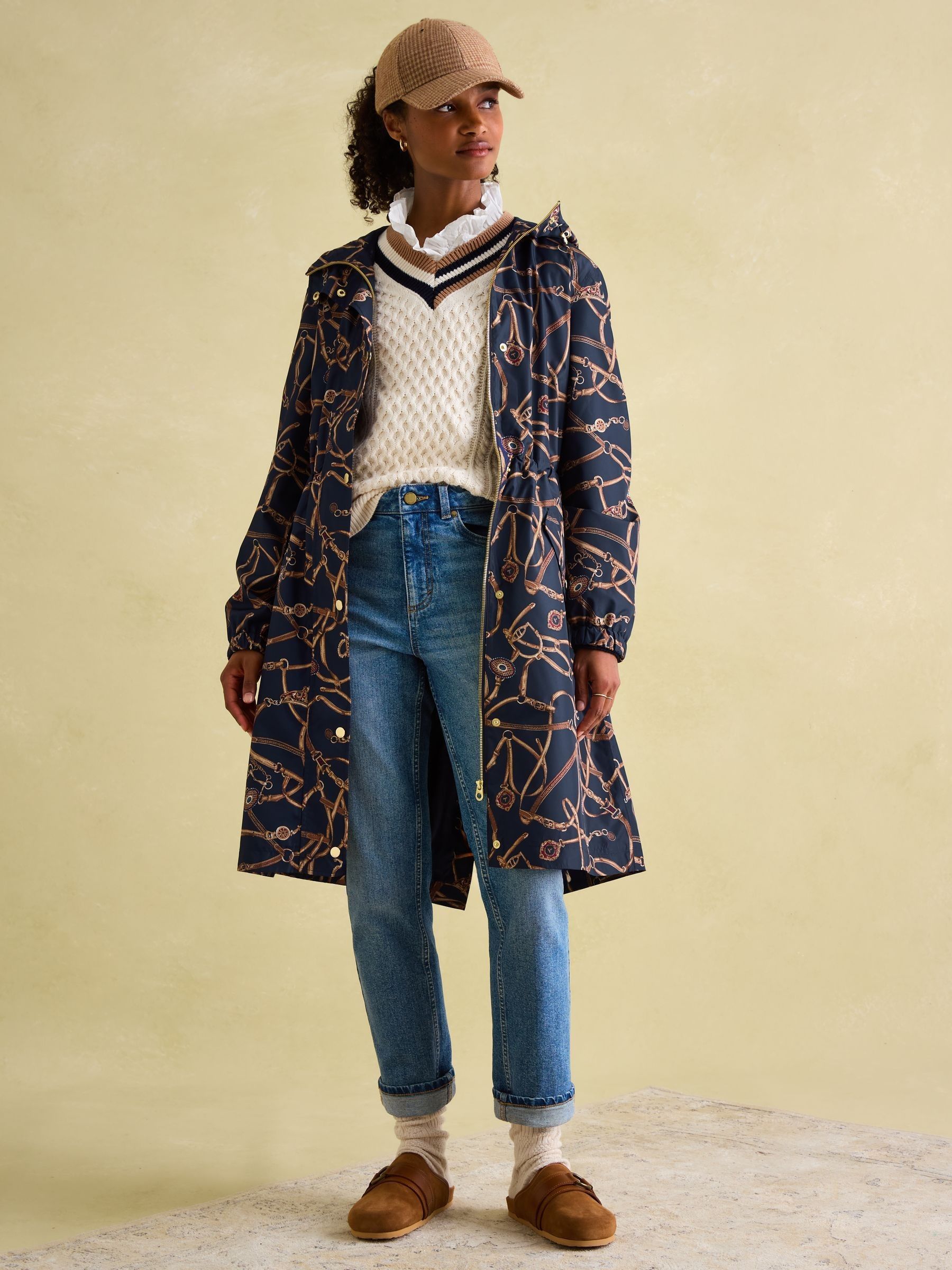 Holkham Navy Blue Bridle Waterproof Packable Raincoat With Hood