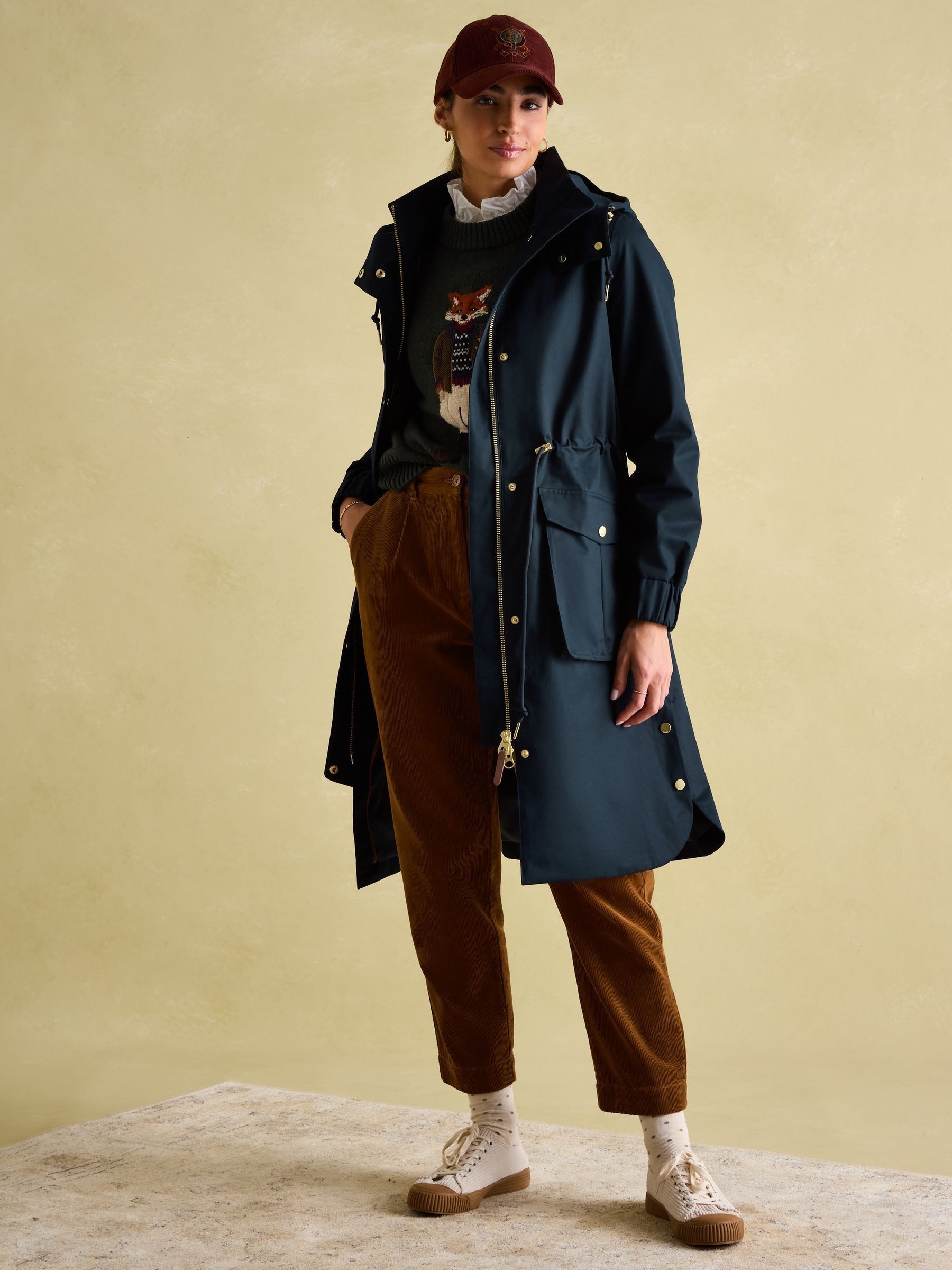 Harpsden Navy Blue Waterproof Long Raincoat with Hood - Image 4 of 10