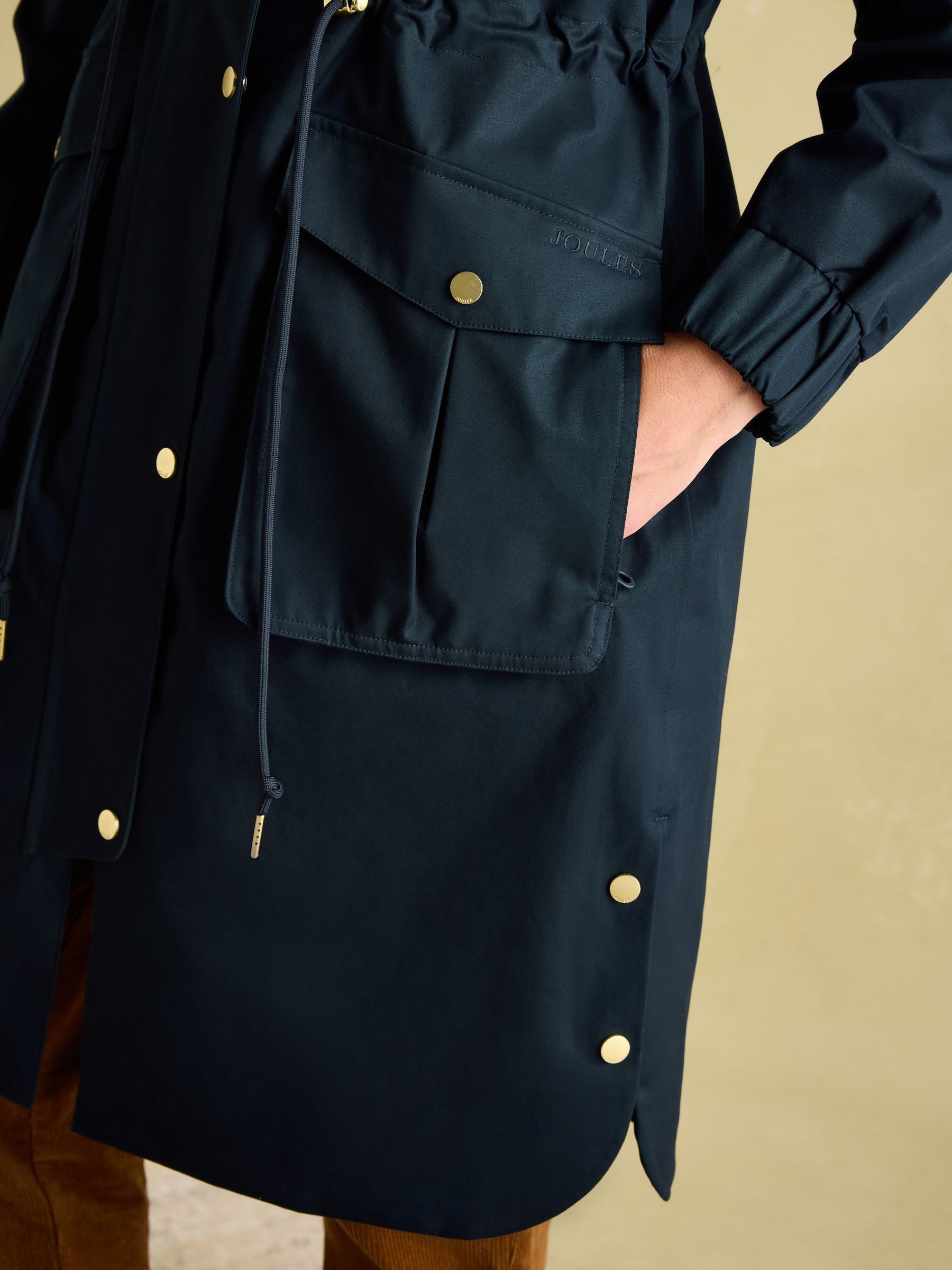 Harpsden Navy Blue Waterproof Long Raincoat with Hood - Image 5 of 10