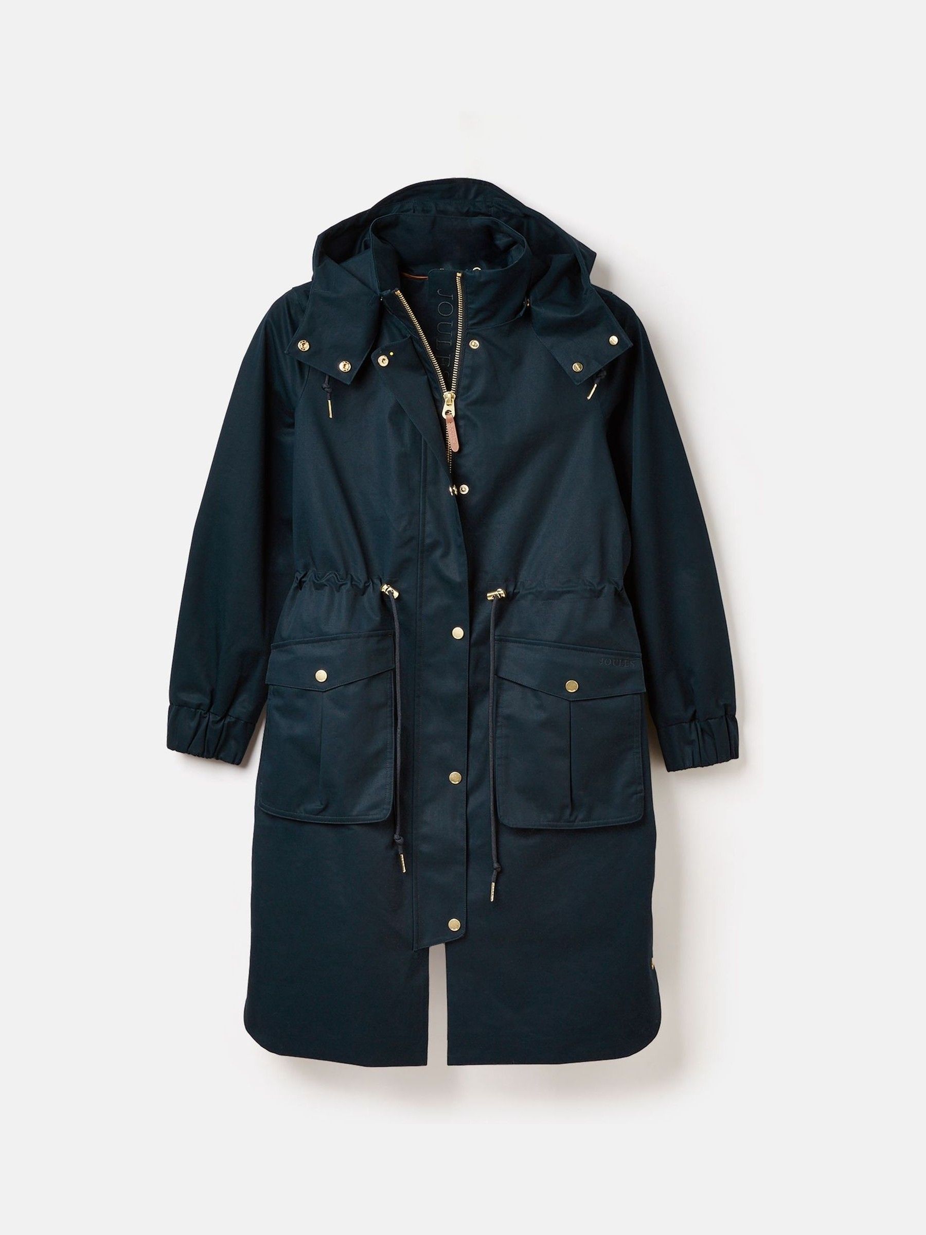 Harpsden Navy Blue Waterproof Long Raincoat with Hood - Image 9 of 10