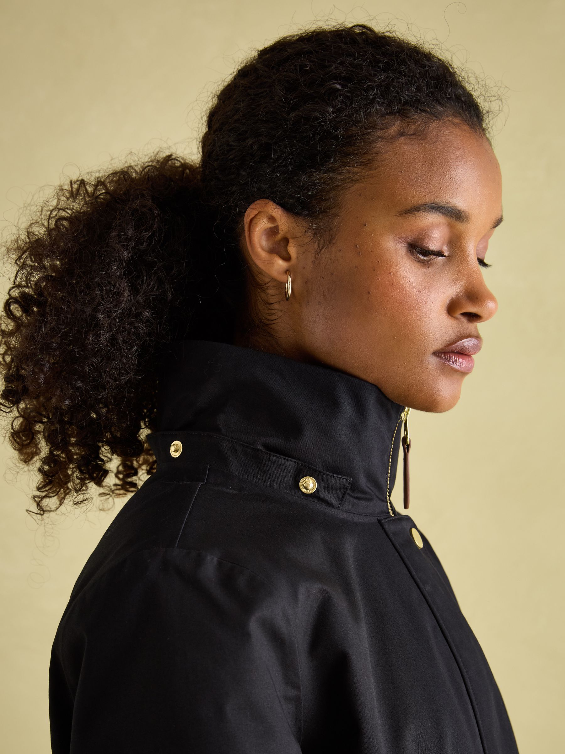 Harpsden Cosy Black Waterproof Fleece Lined Raincoat with Faux Fur Hood - Image 6 of 10