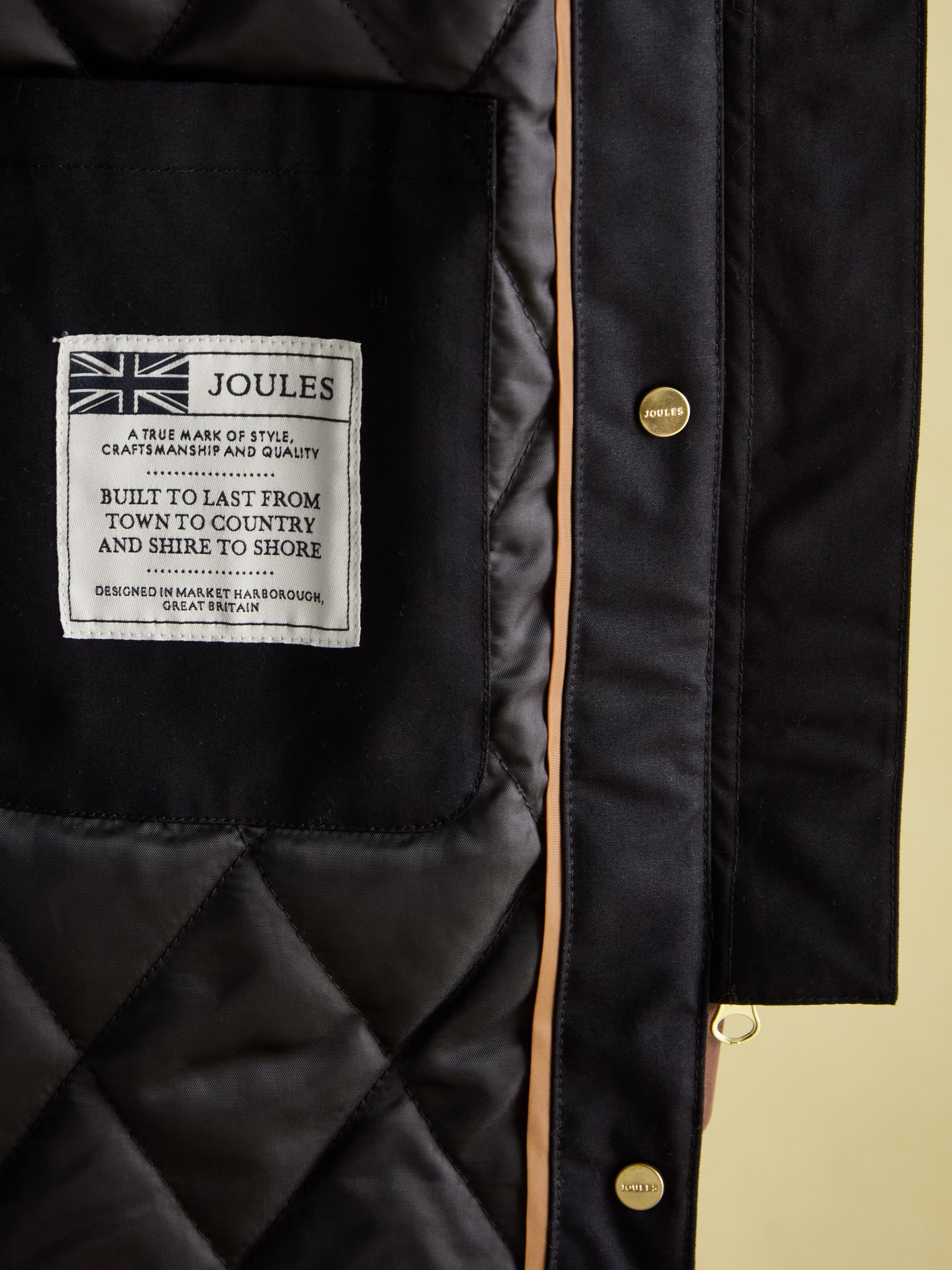 Harpsden Cosy Black Waterproof Fleece Lined Raincoat with Faux Fur Hood - Image 7 of 10