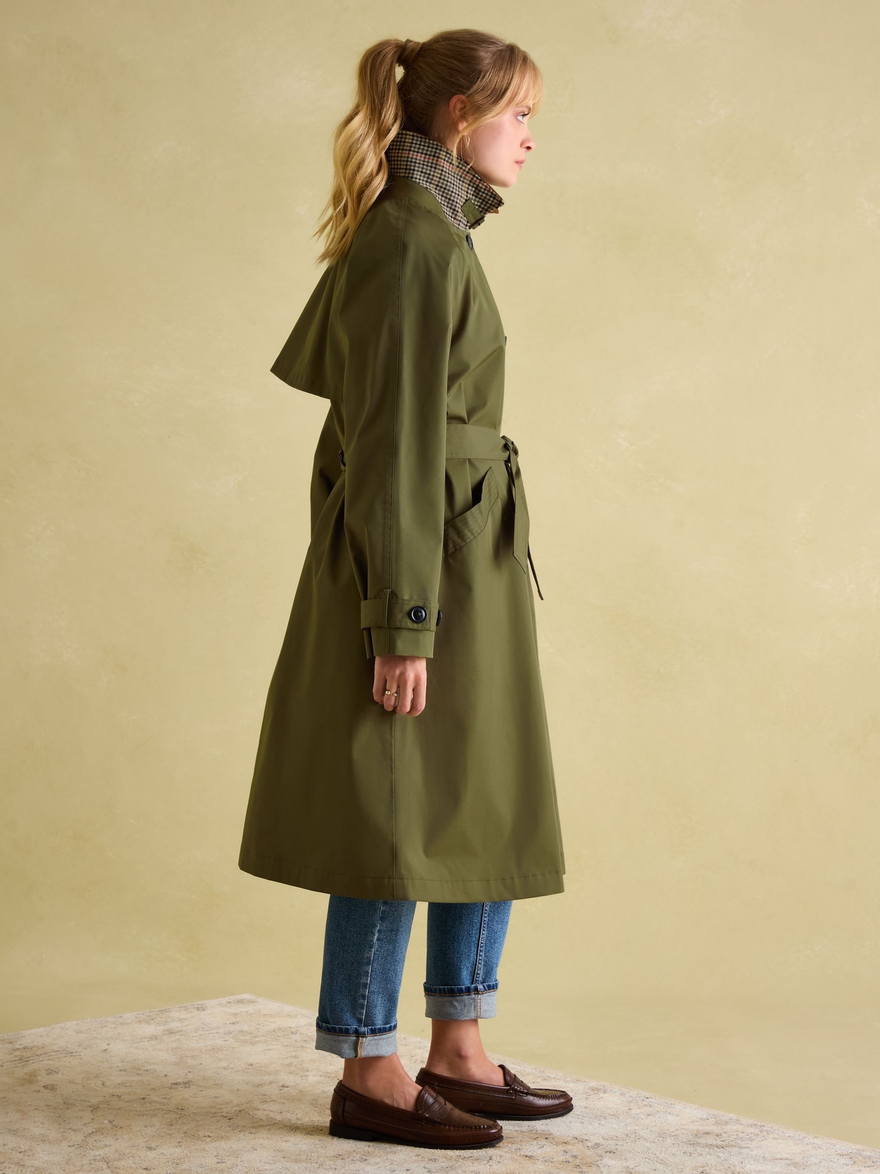 Epwell Green Waterproof Belted Trench Coat - Image 6 of 9