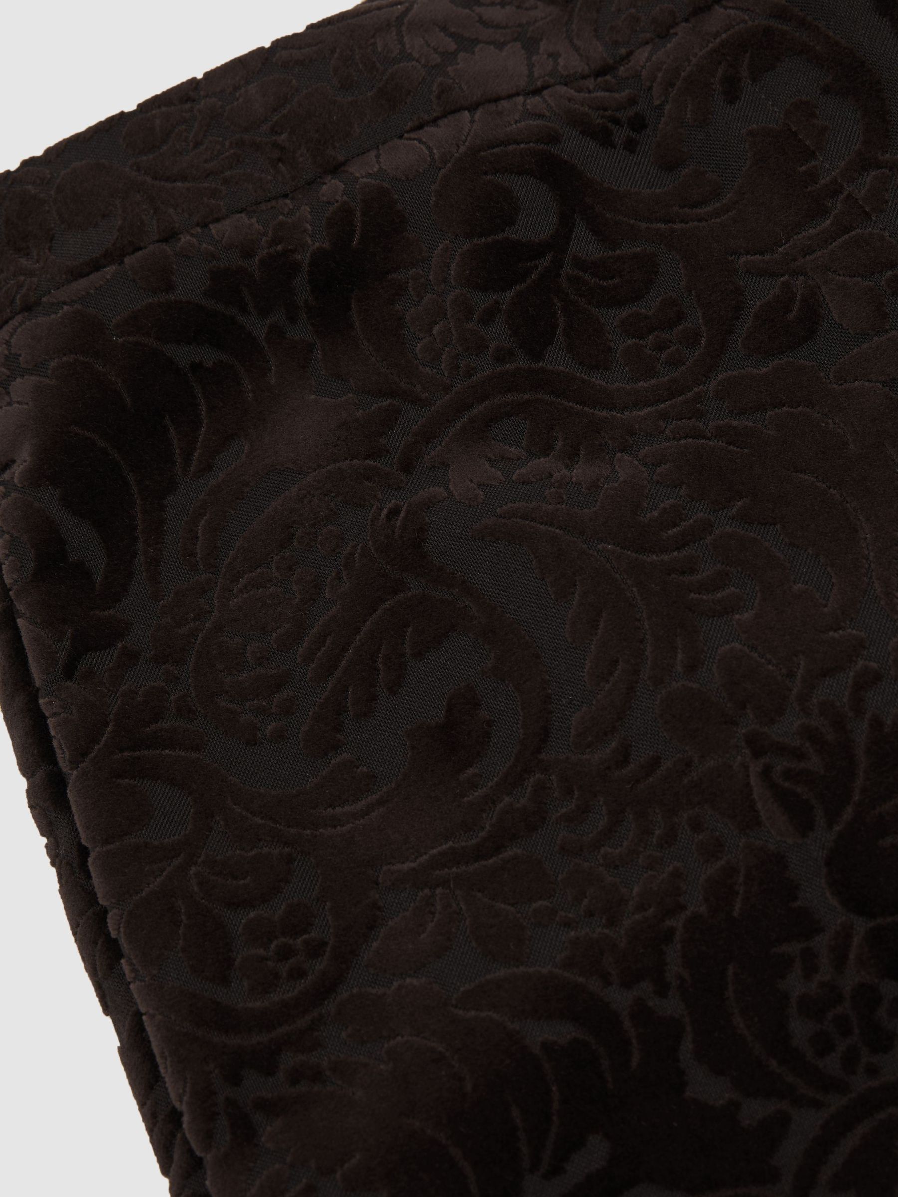 Pantalon de costume évasé en velours floqué marron chocolat petites tailles - Image 7 de 8