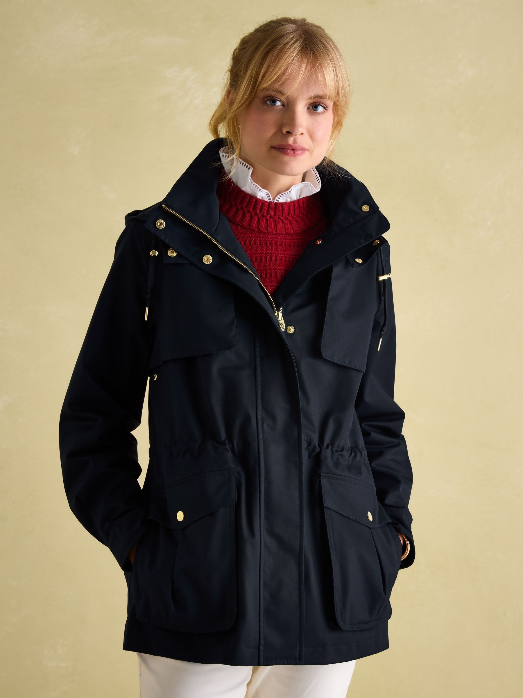 Fairford Navy Waterproof Raincoat with Hood - Image 1 of 9