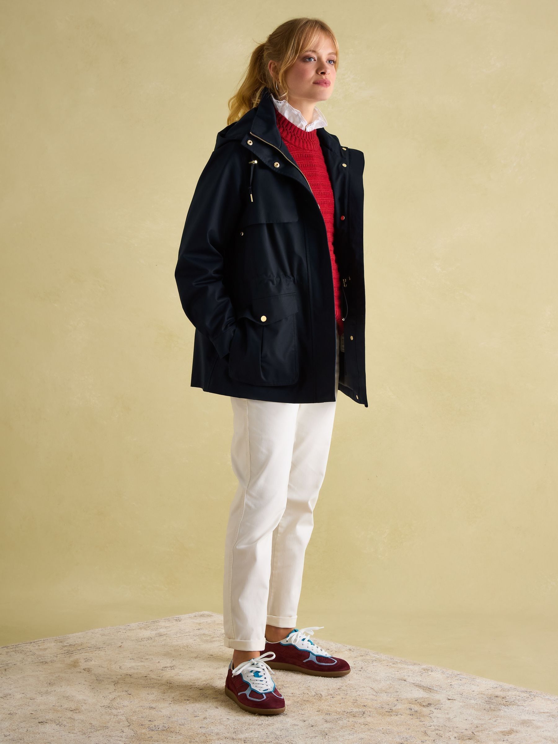 Fairford Navy Waterproof Raincoat with Hood - Image 3 of 9