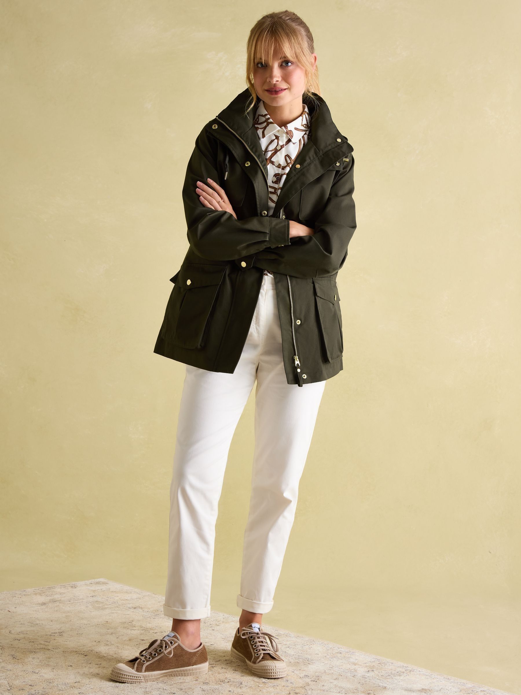 Fairford Khaki Green Waterproof Raincoat with Hood - Image 5 of 8