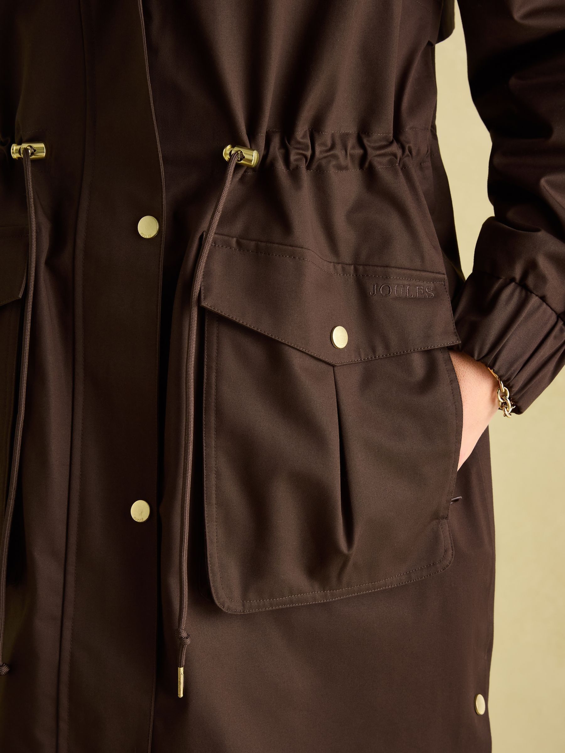 Harpsden Brown Waterproof Long Raincoat with Hood - Image 4 of 9