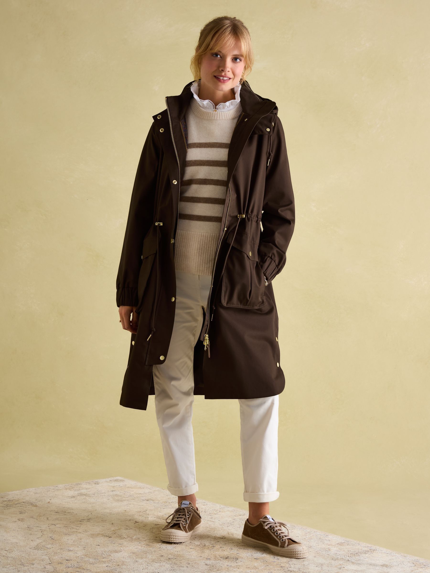 Harpsden Brown Waterproof Long Raincoat with Hood - Image 5 of 9