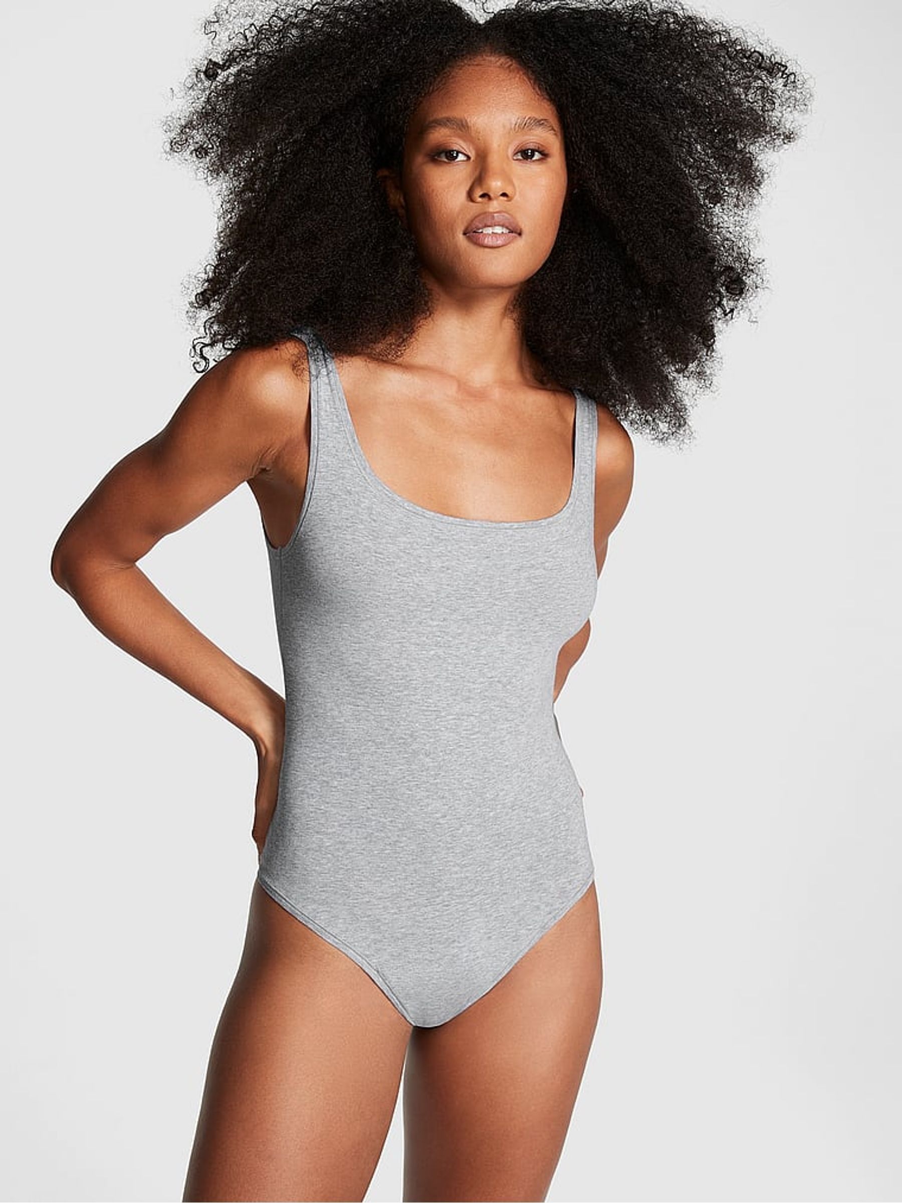 Medium Heather Grey Cotton Bodysuit - Image 1 of 3