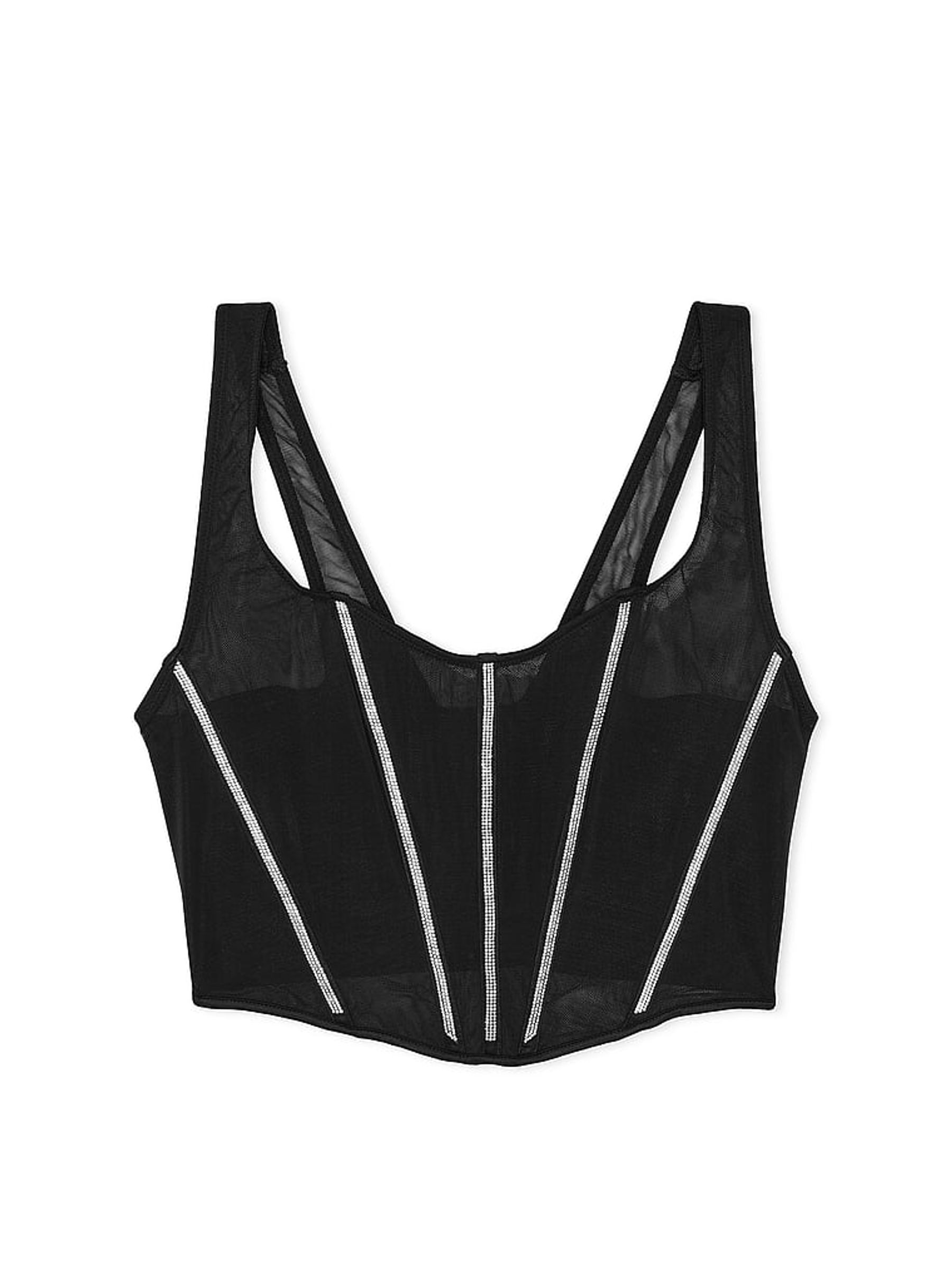 Black Sheer Shine Corset Bra Top - Image 4 of 5