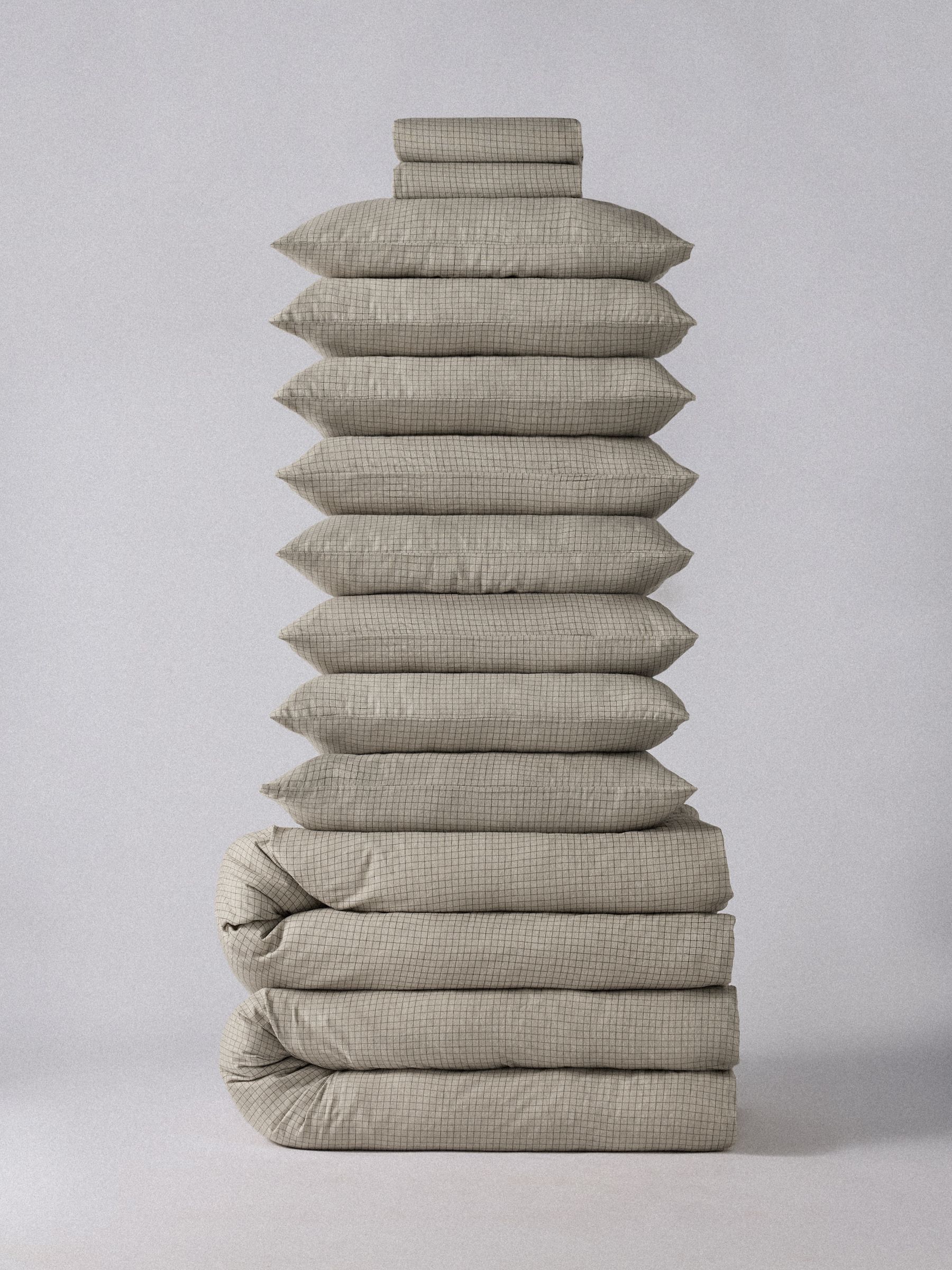 The Set 2 Pack Natural Windowpane Check Cosy Brushed Cotton Bedsets with Fitted Sheets and Extra Pillowcases - Image 1 of 5 The Set 2 Pack Natural Windowpane Check Cosy Brushed Cotton Bedsets with Fitted Sheets and Extra Pillowcases - Image 1 of 5
