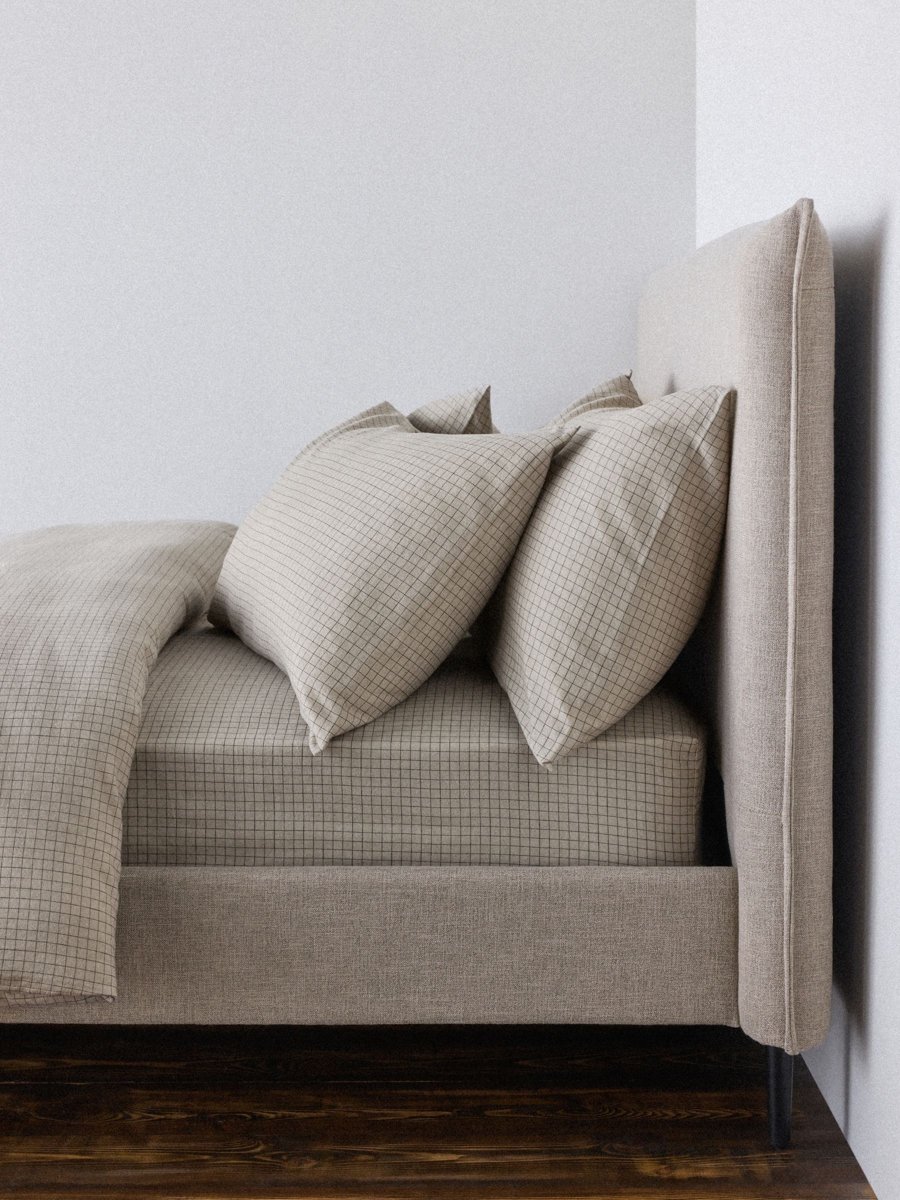 The Set 2 Pack Natural Windowpane Check Cosy Brushed Cotton Bedsets with Fitted Sheets and Extra Pillowcases - Image 3 of 5