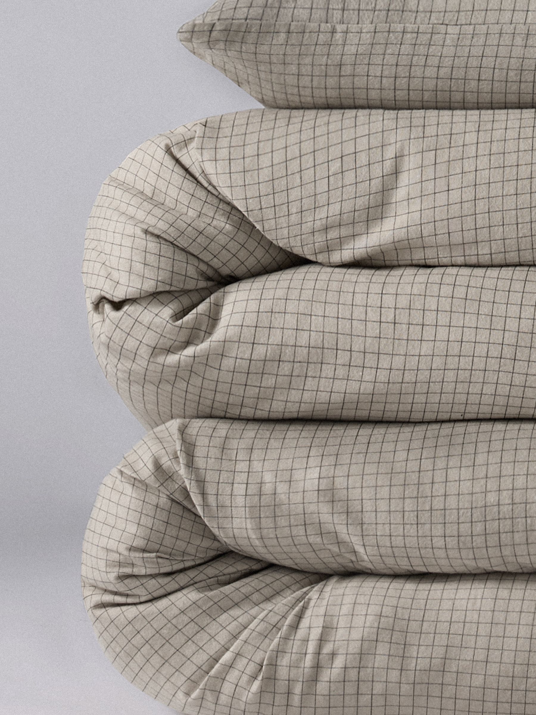 The Set 2 Pack Natural Windowpane Check Cosy Brushed Cotton Bedsets with Fitted Sheets and Extra Pillowcases - Image 4 of 5