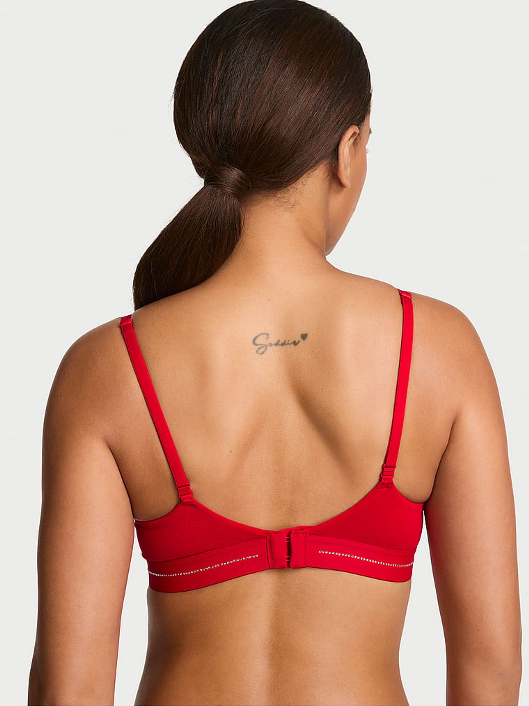 Lipstick Red Lightly Lined Non Wired Shine Logo Cotton Bra - Image 2 of 2
