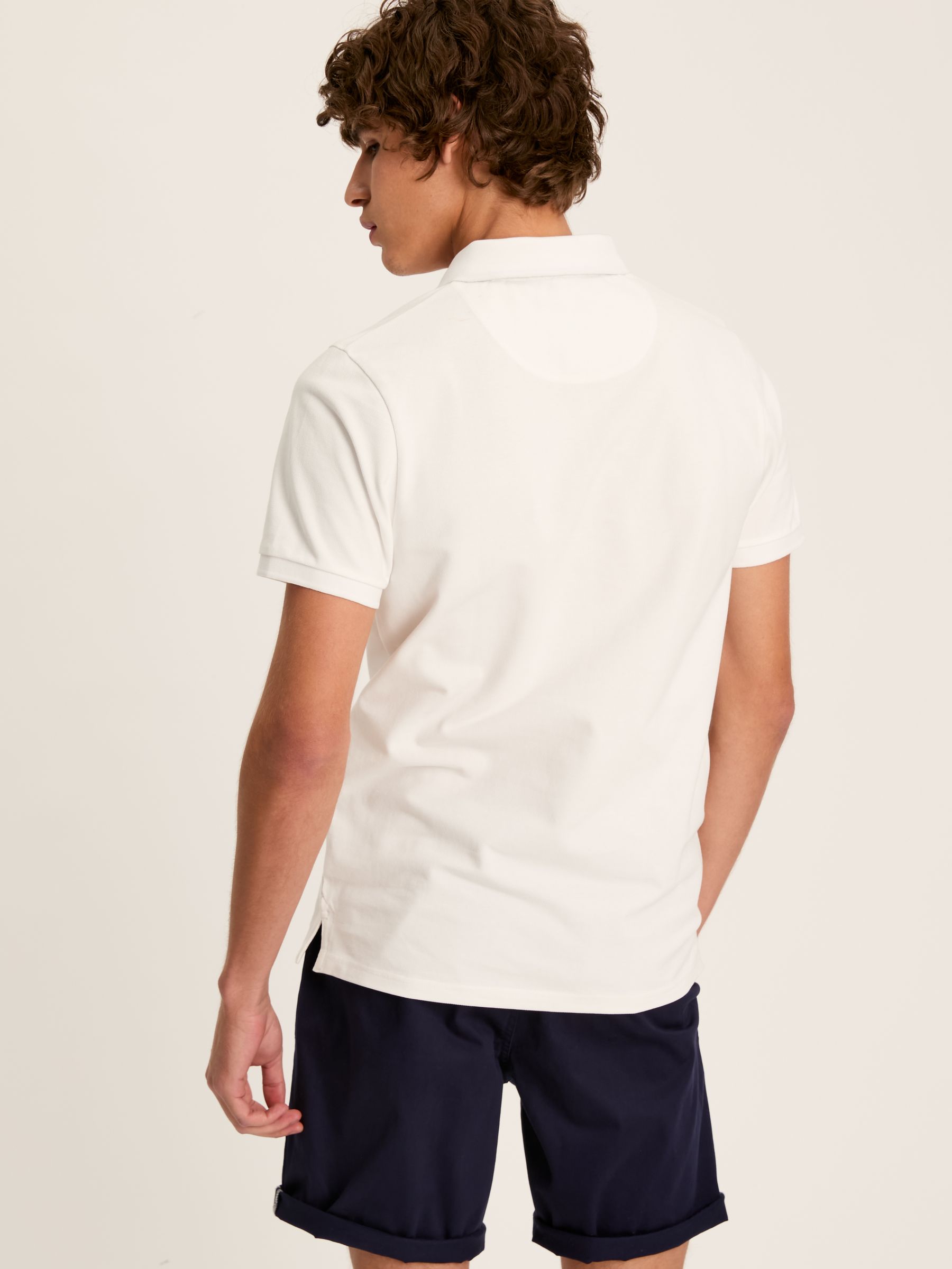 Woody White Slim Fit Cotton Pique Polo Shirt - Image 3 of 6