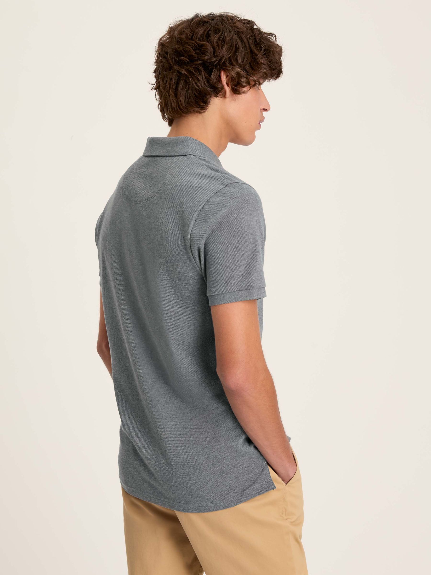 Woody Grey Slim Fit Cotton Pique Polo Shirt - Image 2 of 6