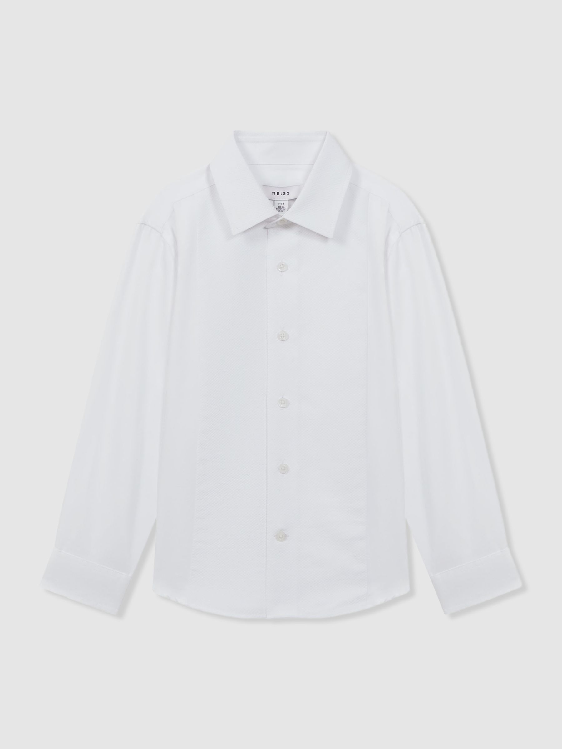Teen Slim Fit Textured Bib Dinner Shirt in White - Image 1 of 4