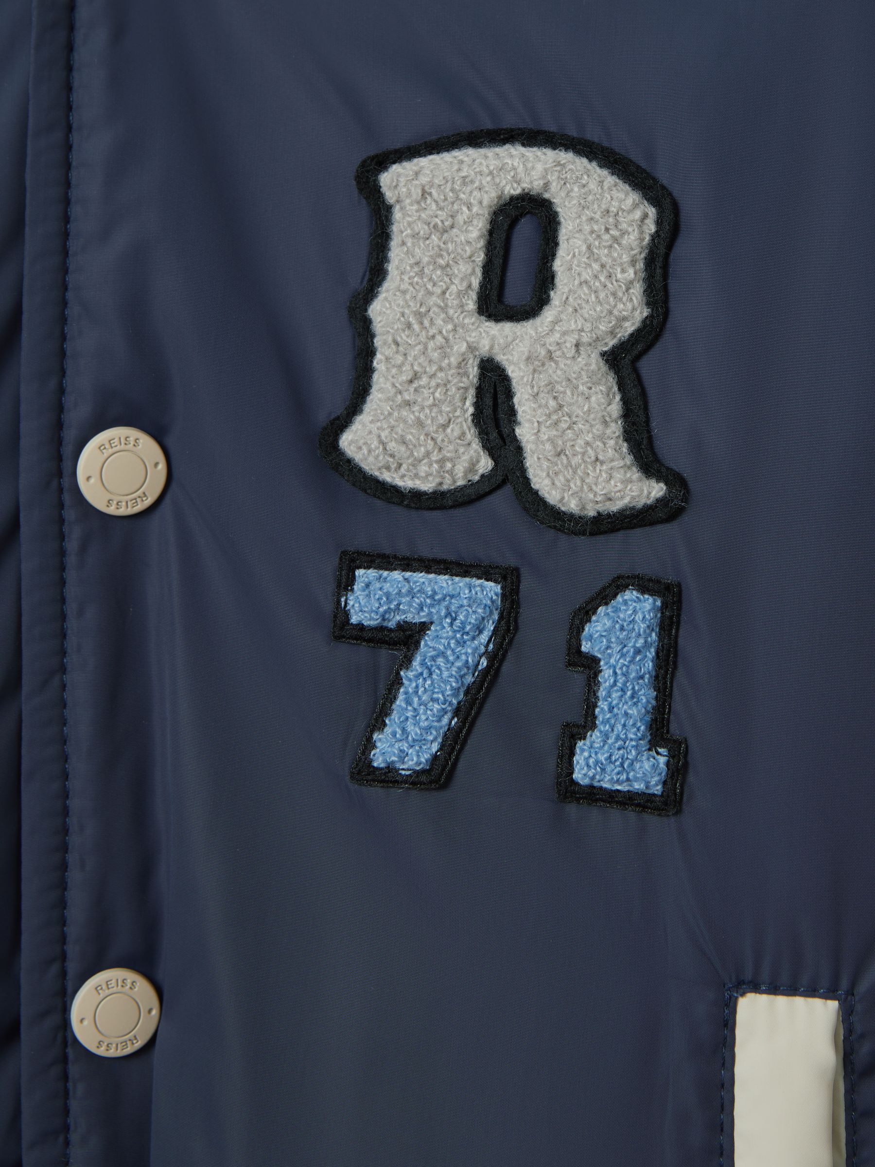 9-13 yrs McLaren F1 Patch Varsity Bomber Jacket in Airforce Blue/Ecru - Image 10 of 12