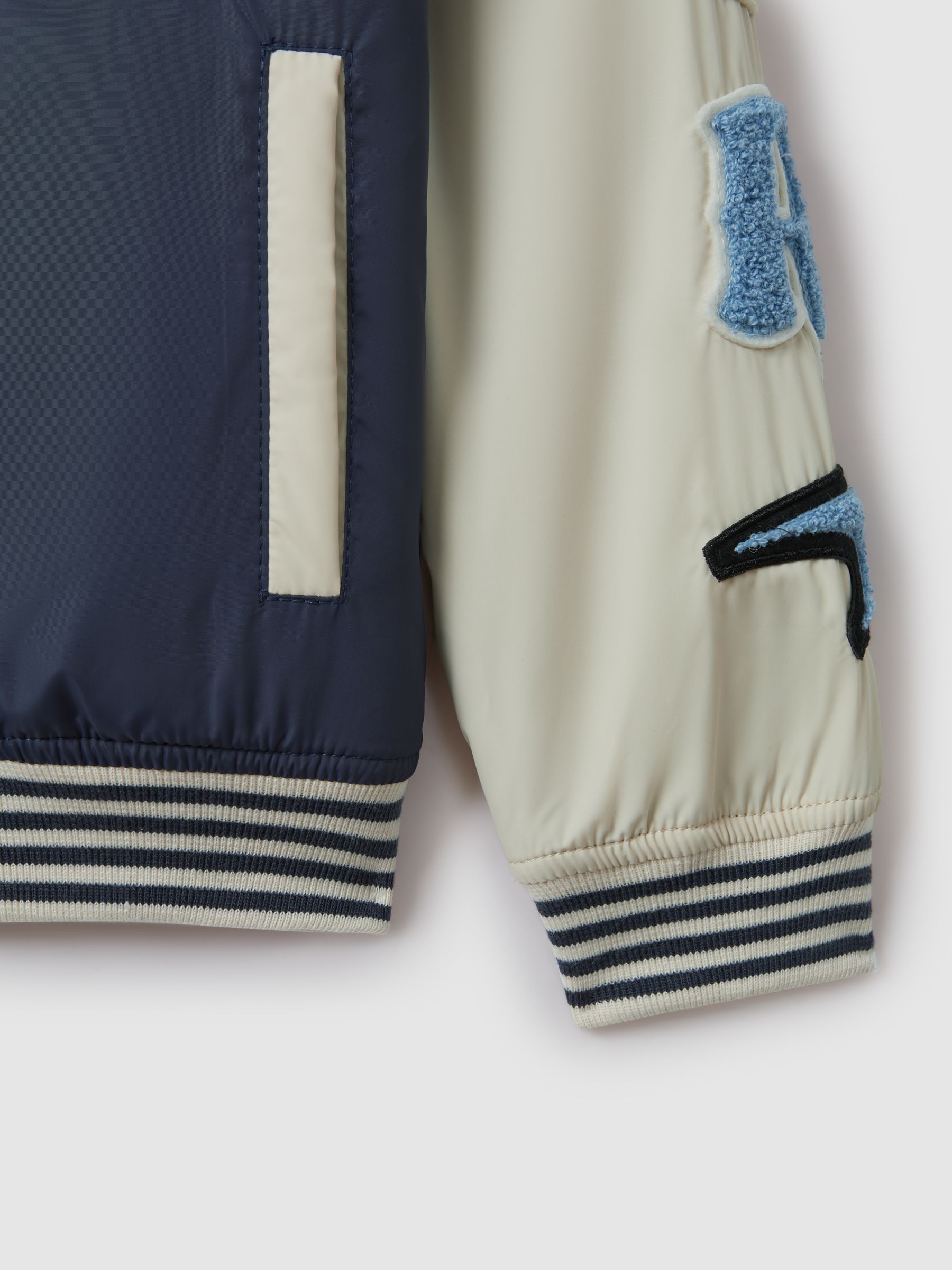 9-13 yrs McLaren F1 Patch Varsity Bomber Jacket in Airforce Blue/Ecru - Image 12 of 12