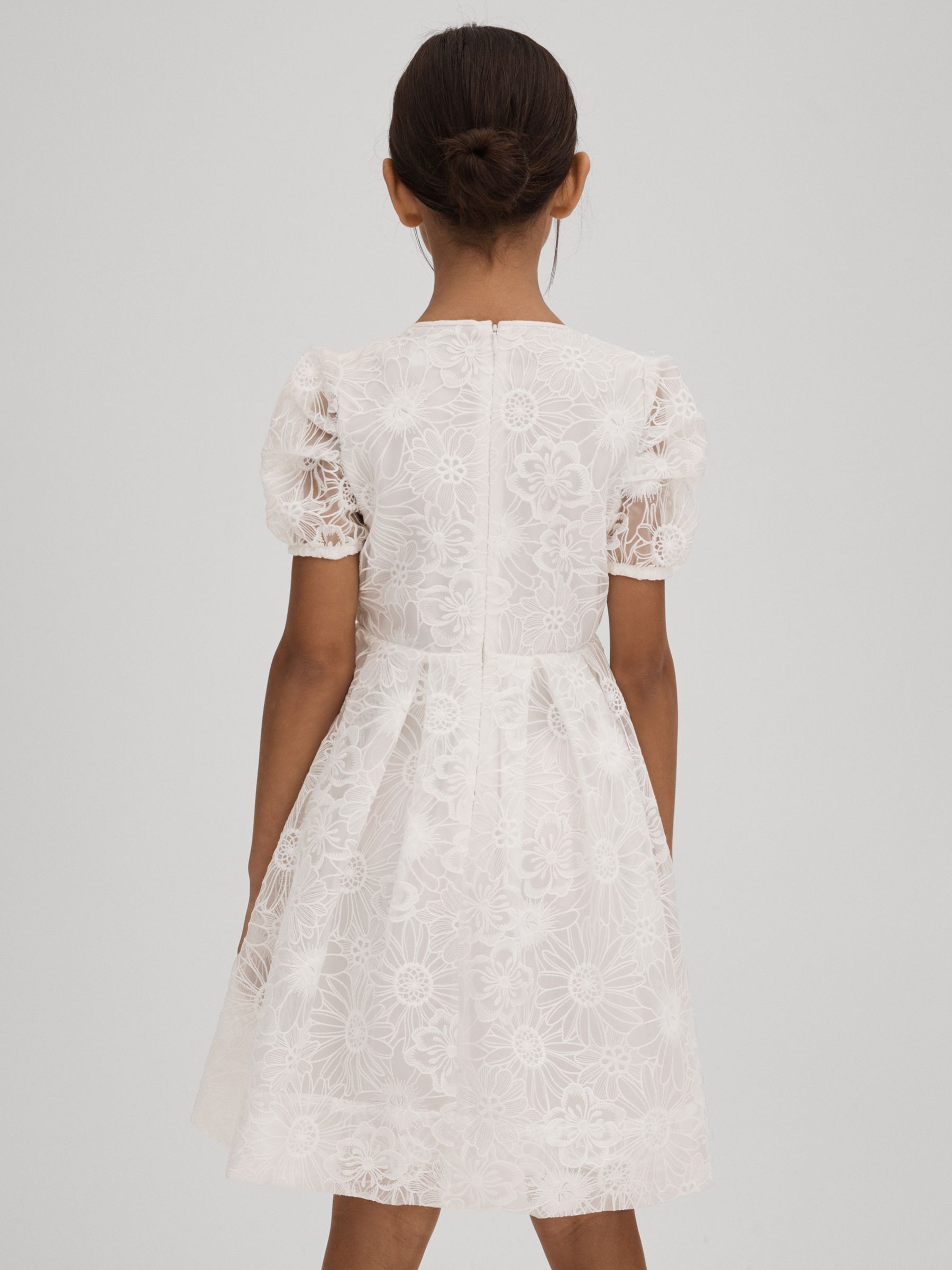 13-14 yrs Lace Puff Sleeve Dress in Ivory - Image 5 of 6