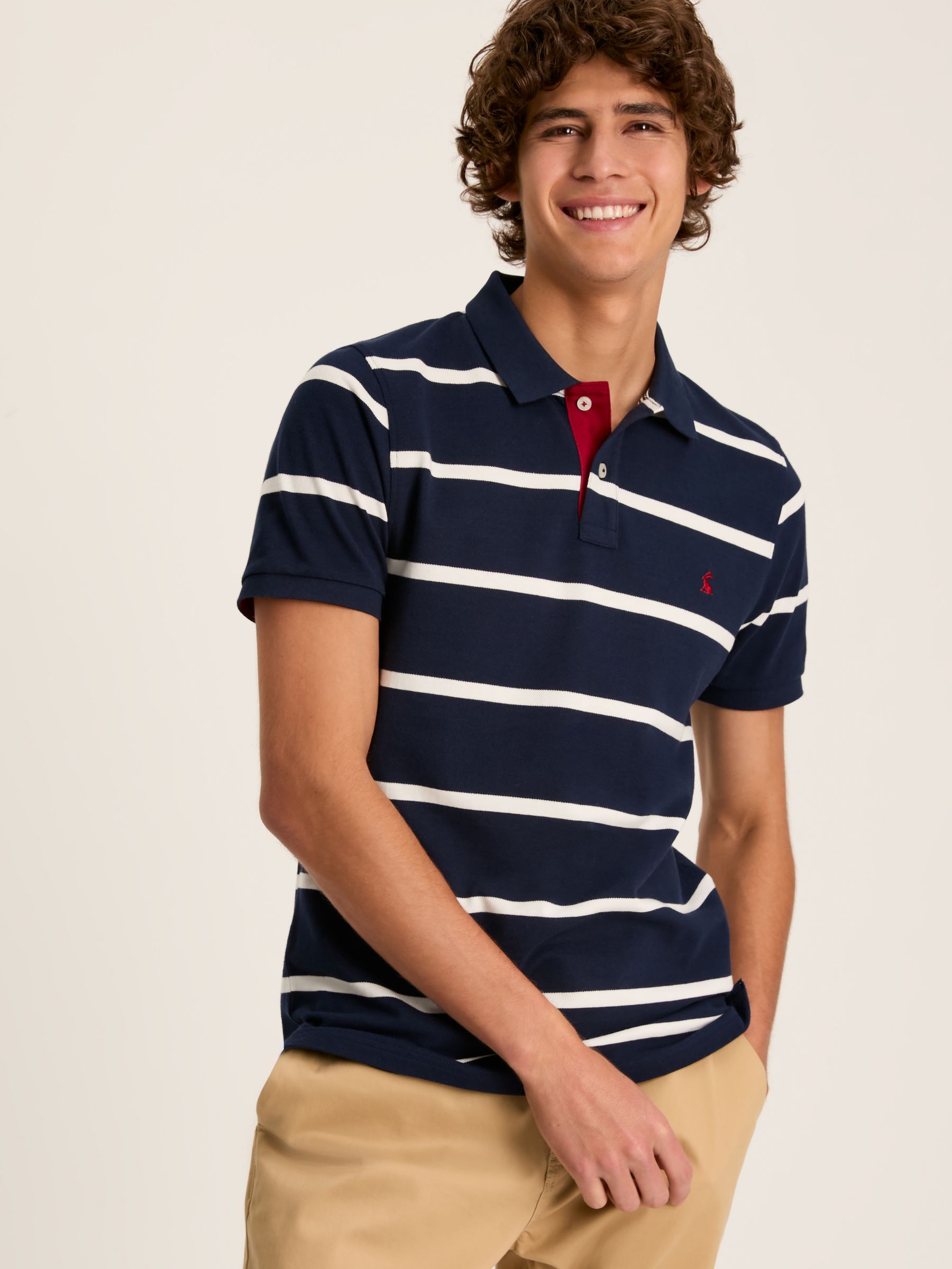 Filbert Navy/White Slim Fit Striped Polo Shirt - Image 1 of 8