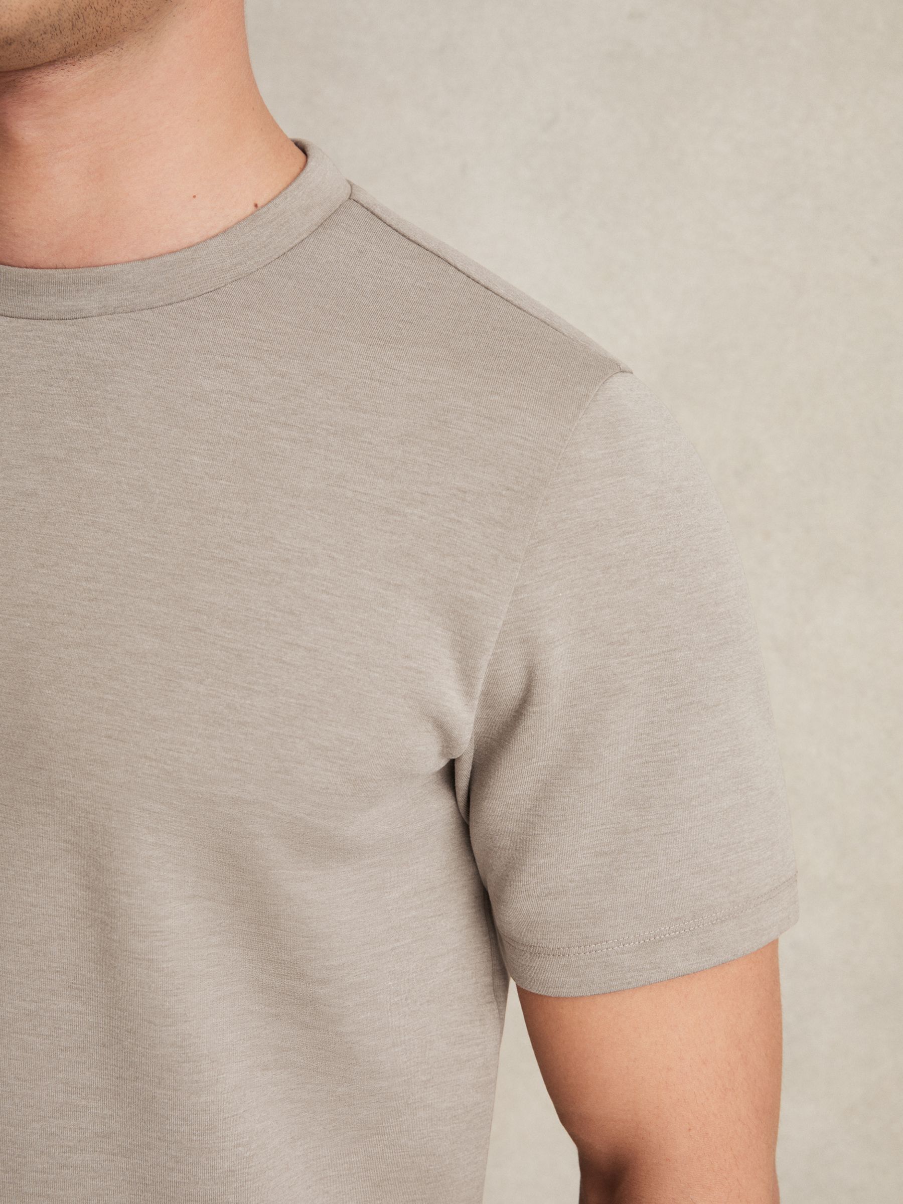 Interlock Jersey Crew Neck T-Shirt in Taupe - Image 4 of 6