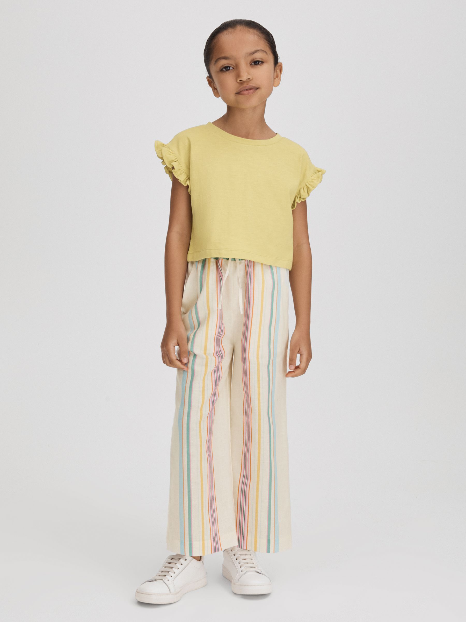 4-9 yrs Linen Drawstring Trousers in Multi - Image 1 of 6