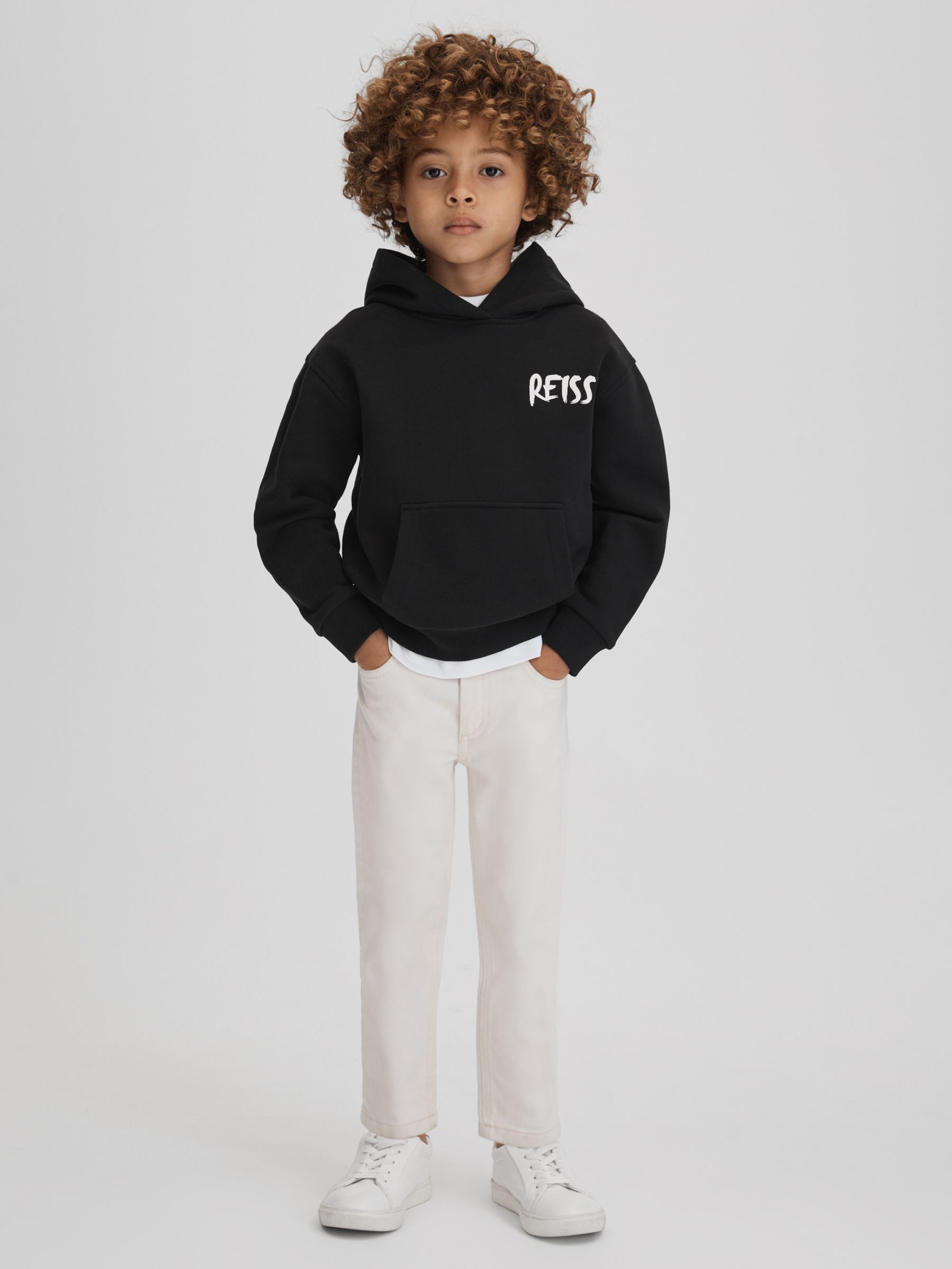 Teen Cotton Relaxed Motif Hoodie in Washed Black - Image 3 of 7